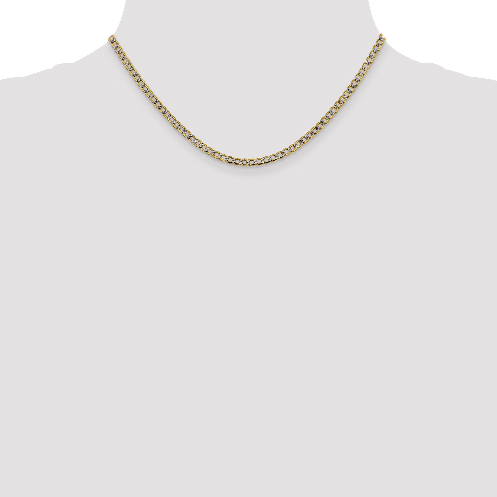 14k 3.4mm Semi-solid with Rhodium PavÃ© Curb Chain
