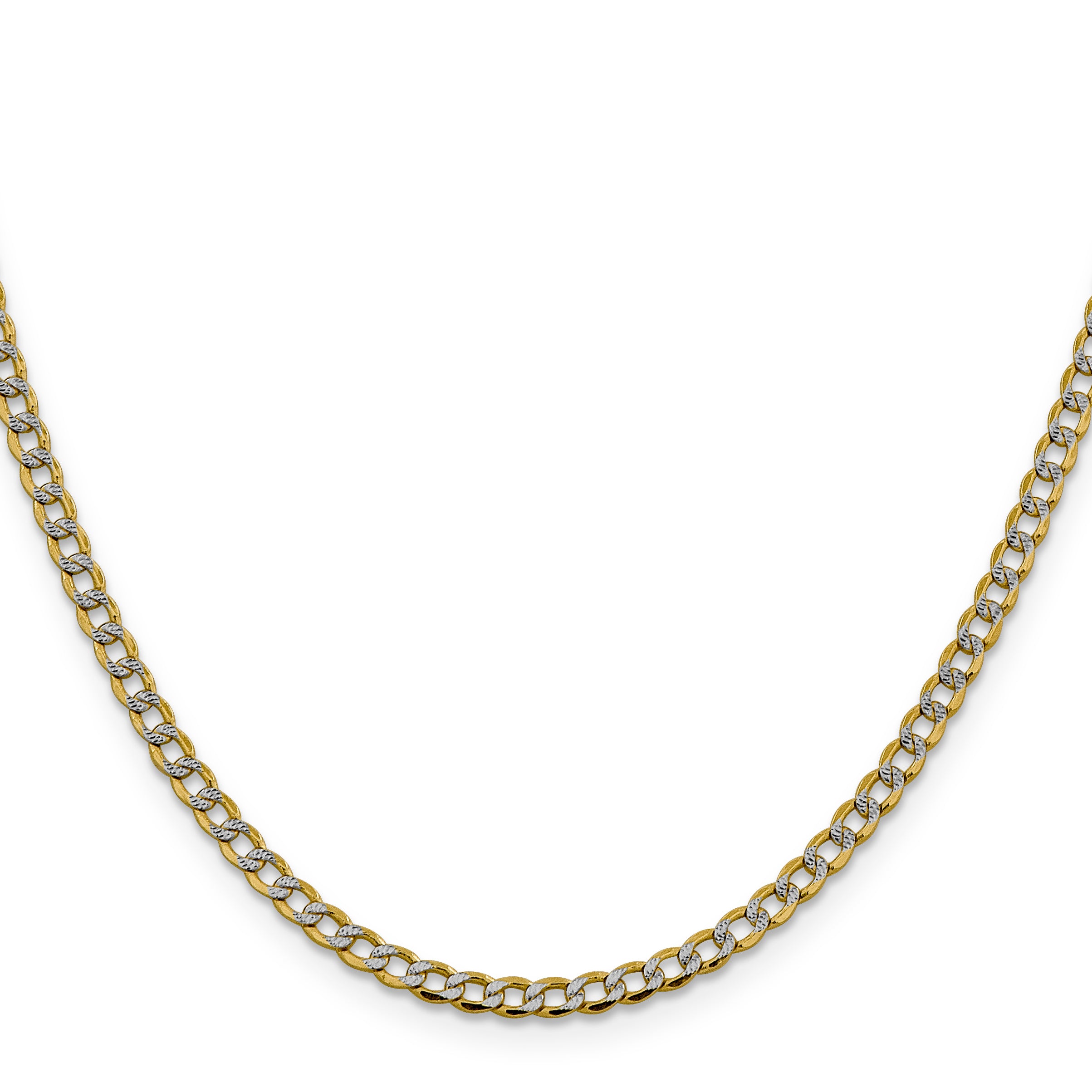 14k 3.4mm Semi-solid with Rhodium PavÃ© Curb Chain
