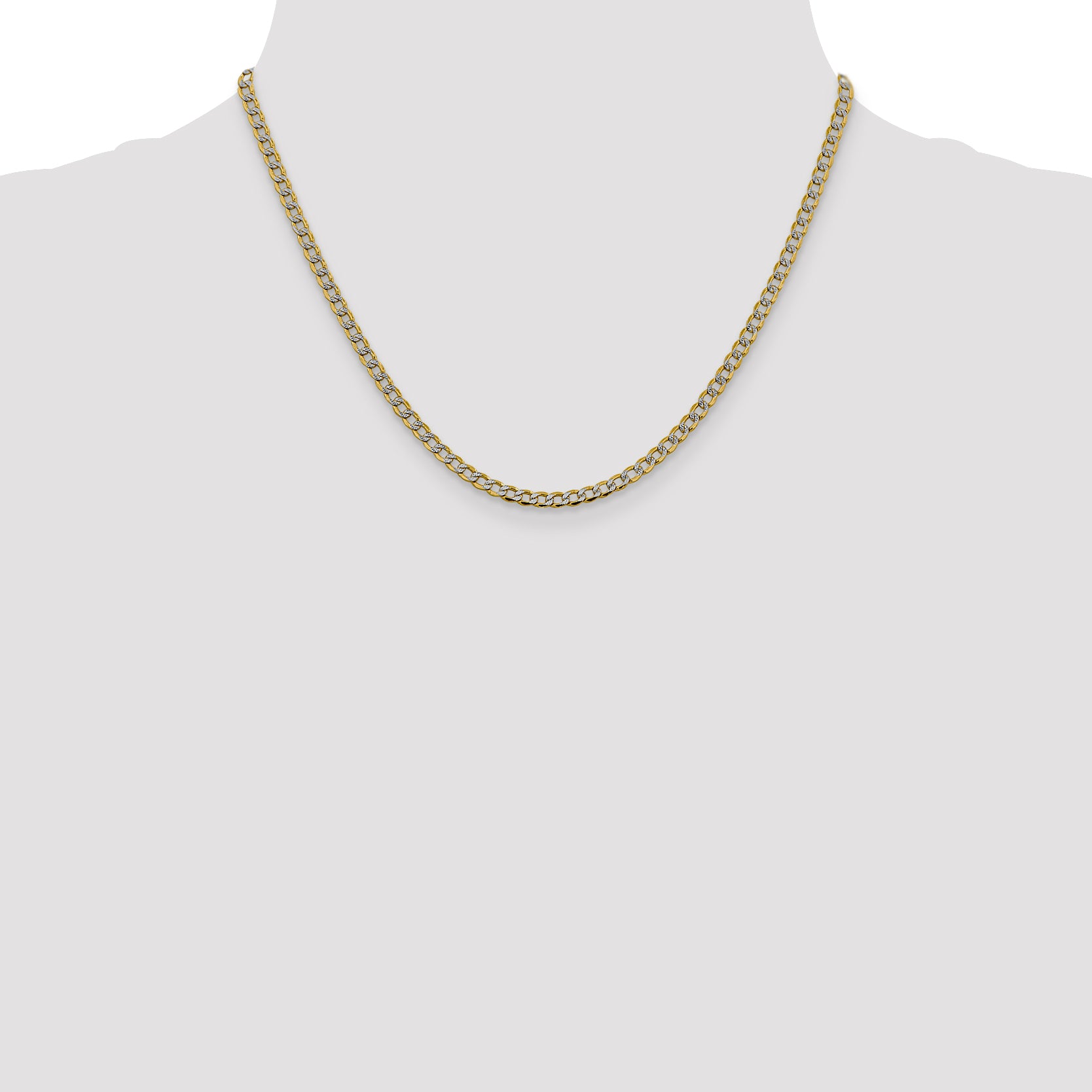 14k 3.4mm Semi-solid with Rhodium PavÃ© Curb Chain
