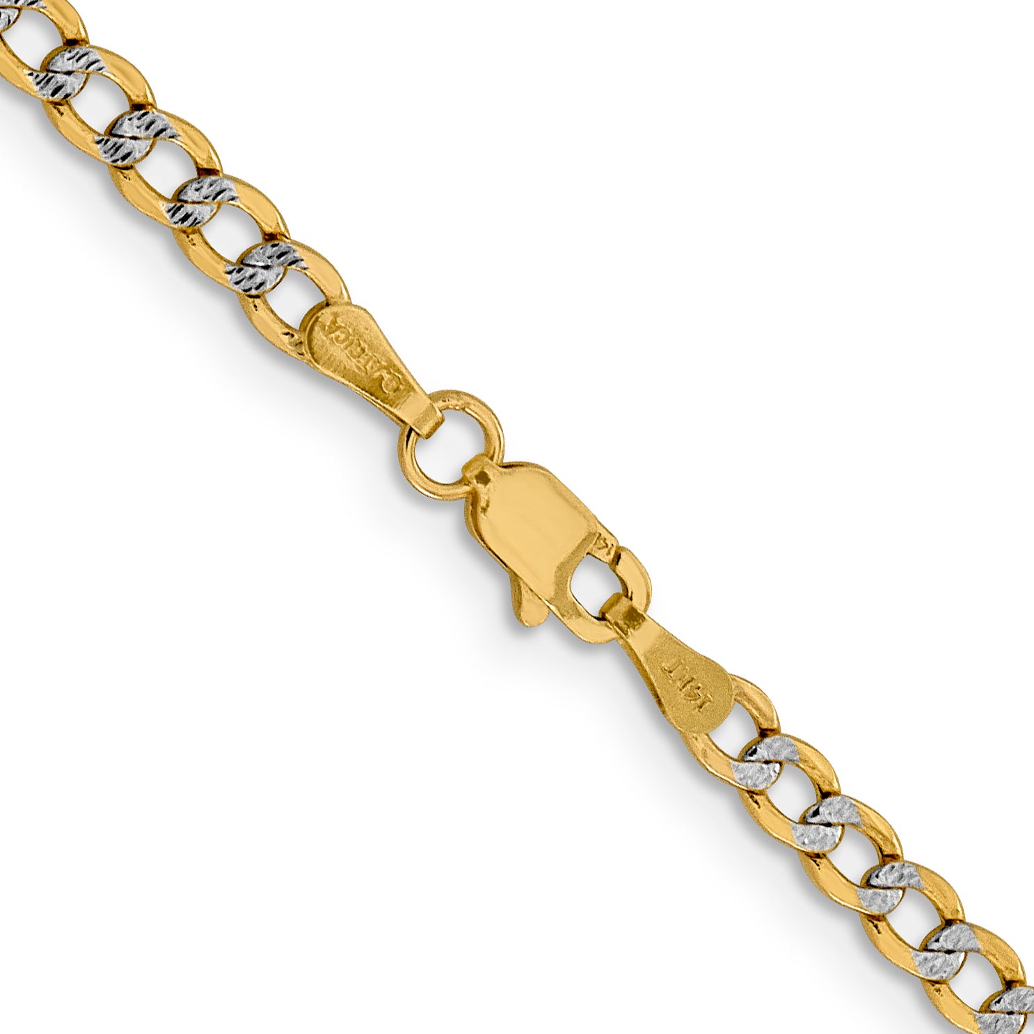 14k 3.4mm Semi-solid with Rhodium PavÃ© Curb Chain