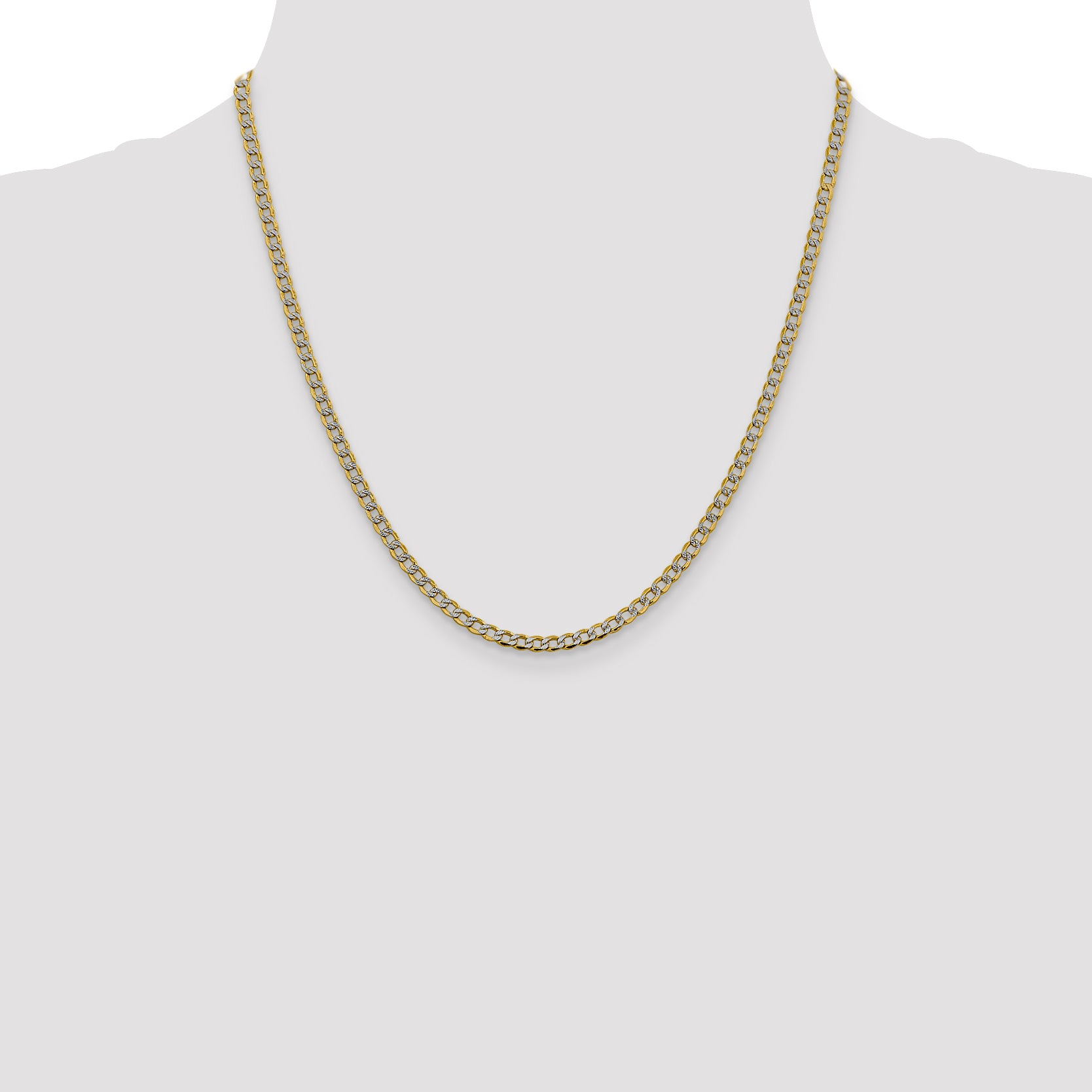 14k 3.4mm Semi-solid with Rhodium PavÃ© Curb Chain
