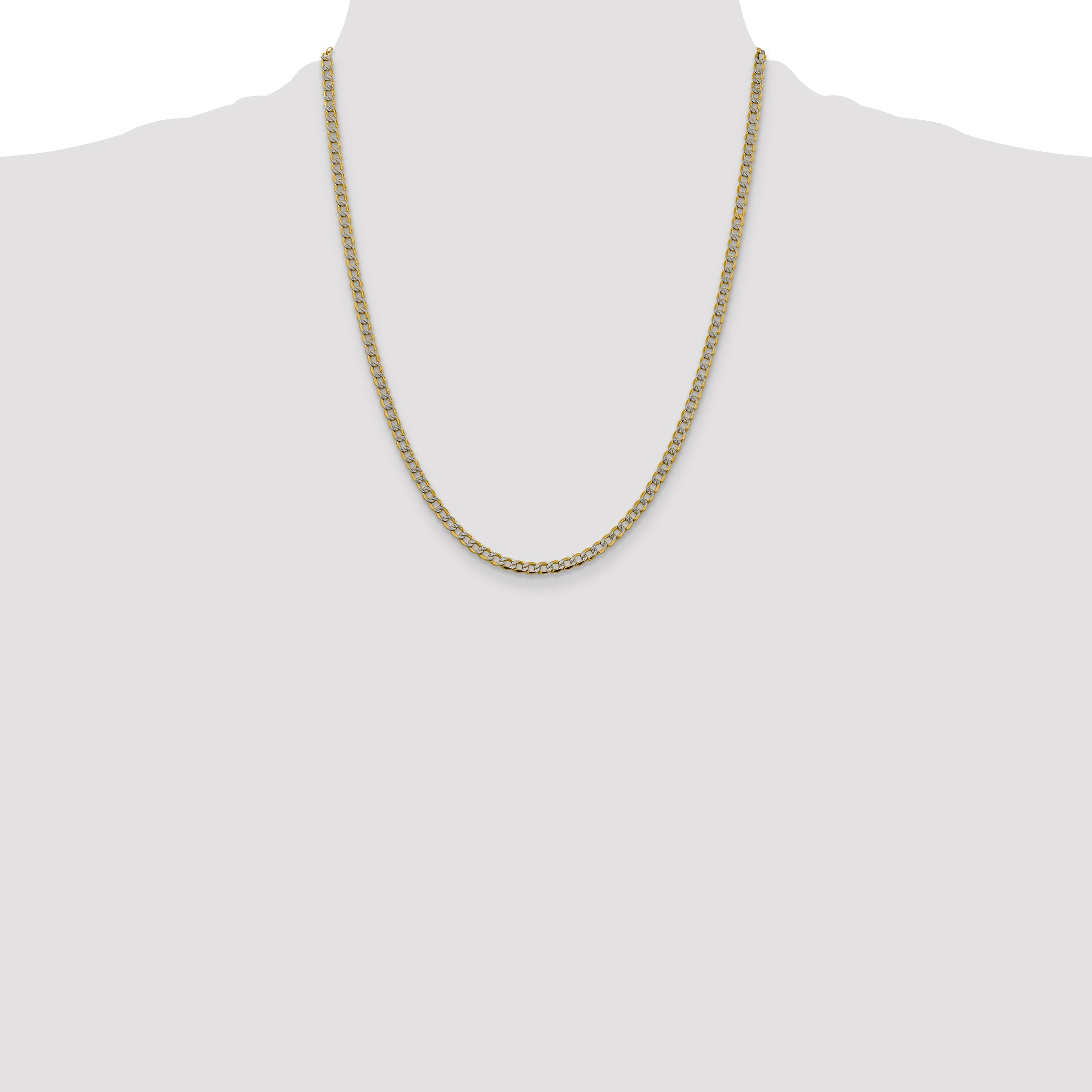 14k 3.4mm Semi-solid with Rhodium PavÃ© Curb Chain