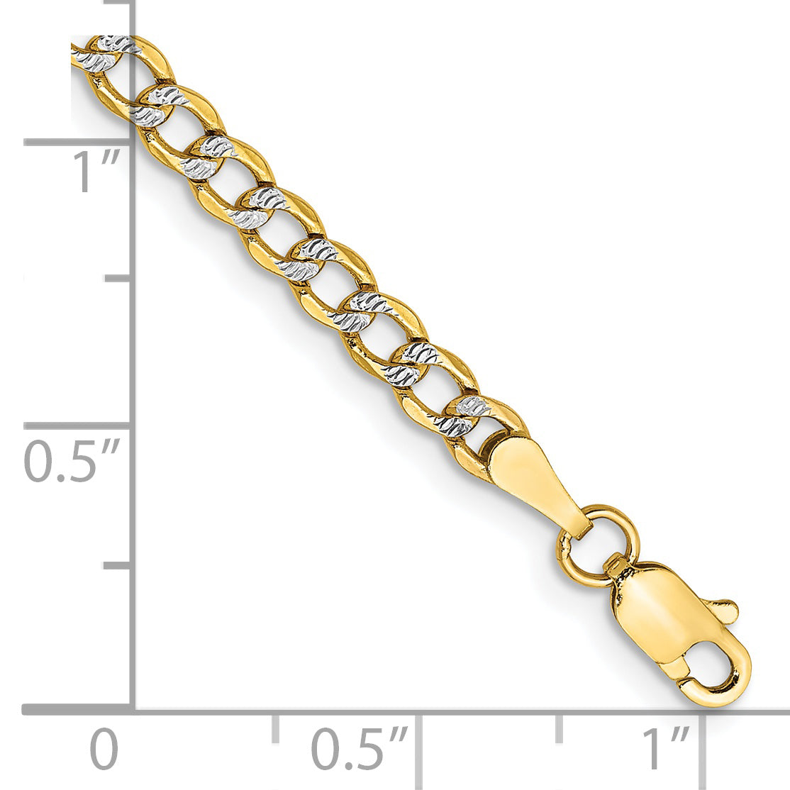 14k 3.4mm Semi-solid with Rhodium PavÃ© Curb Chain