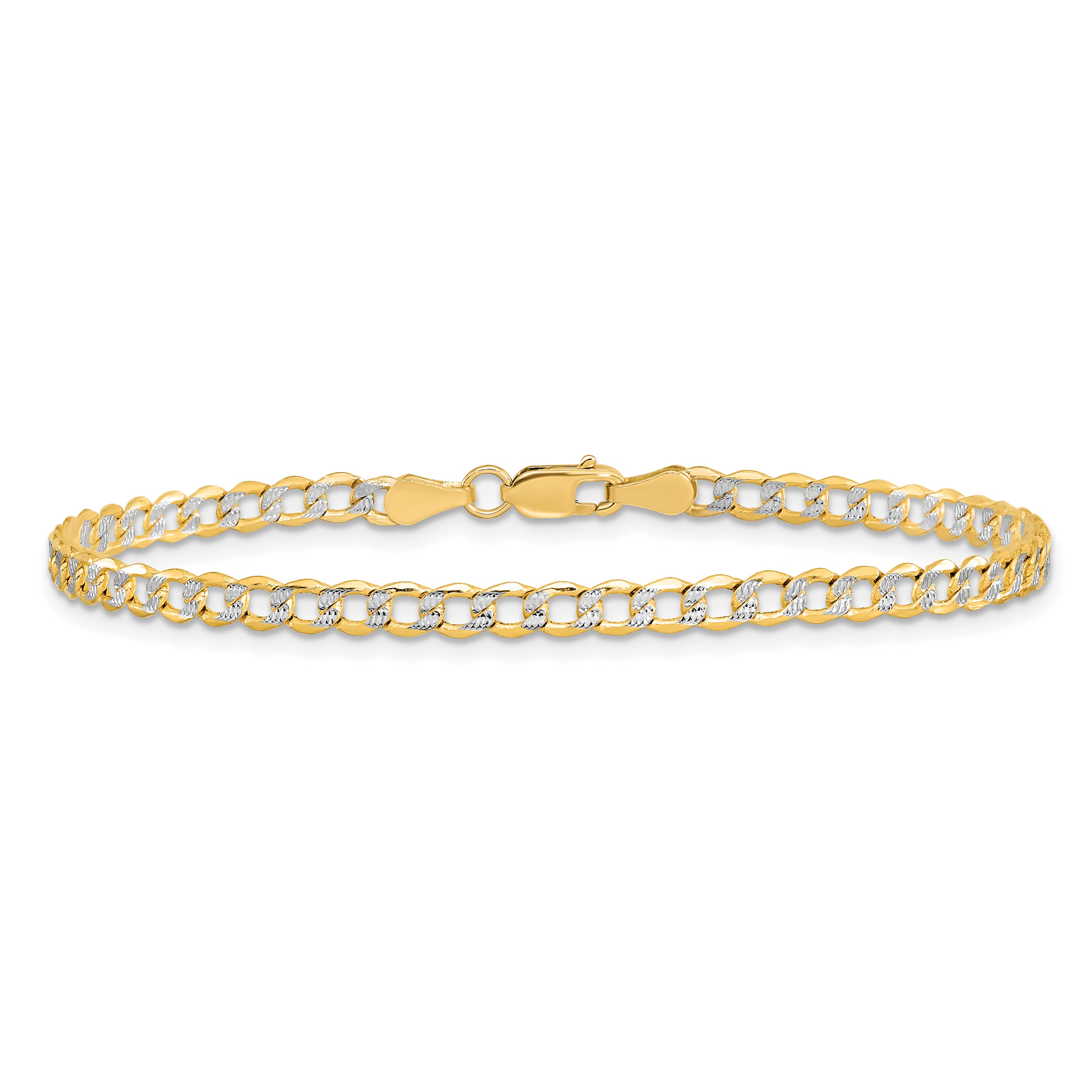 14k 3.4mm Semi-solid with Rhodium PavÃ© Curb Chain