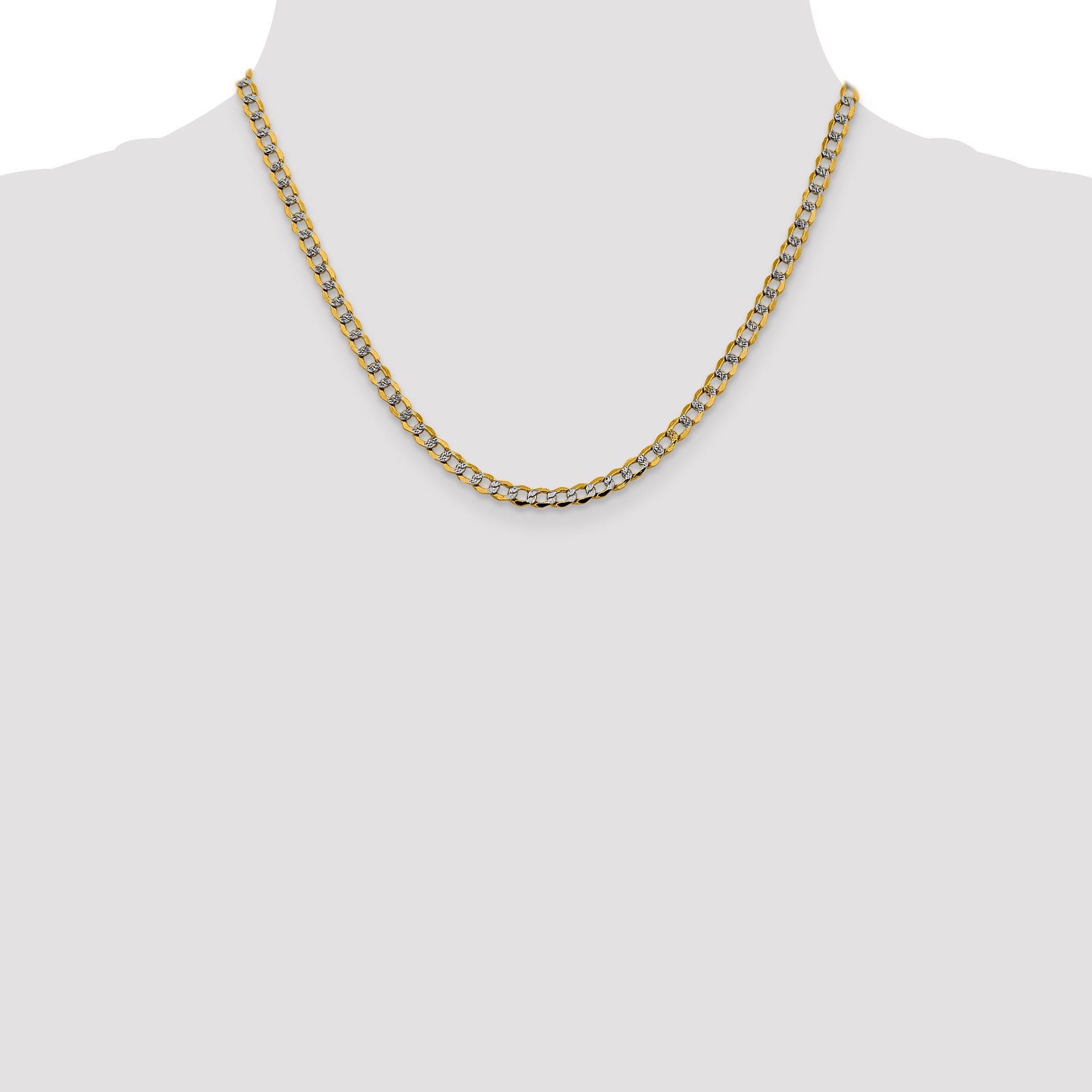 14k 4.3mm Semi-solid with Rhodium PavÃ© Curb Chain