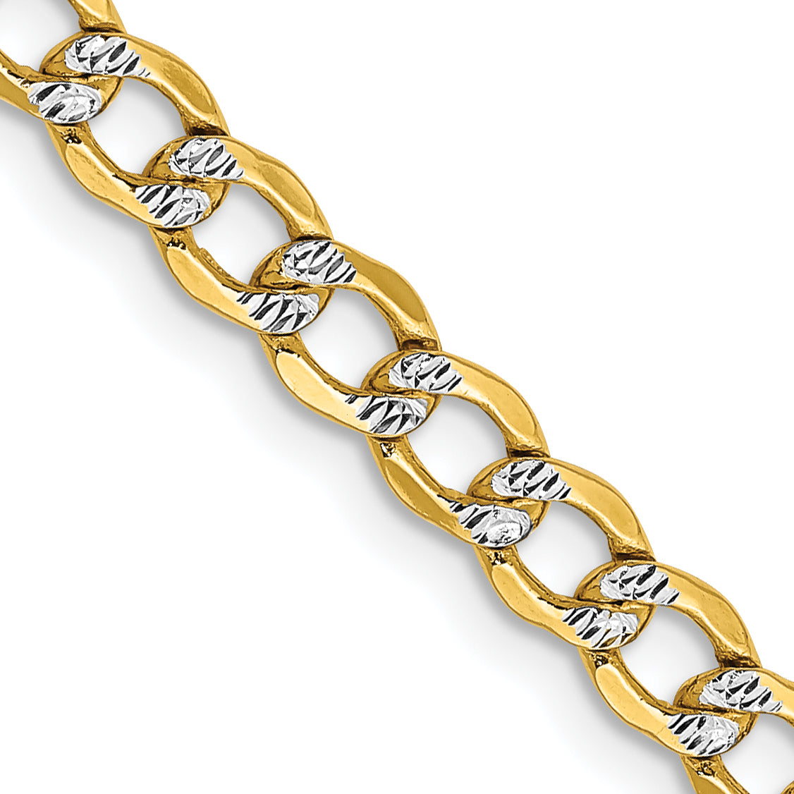 14k 4.3mm Semi-solid with Rhodium PavÃ© Curb Chain