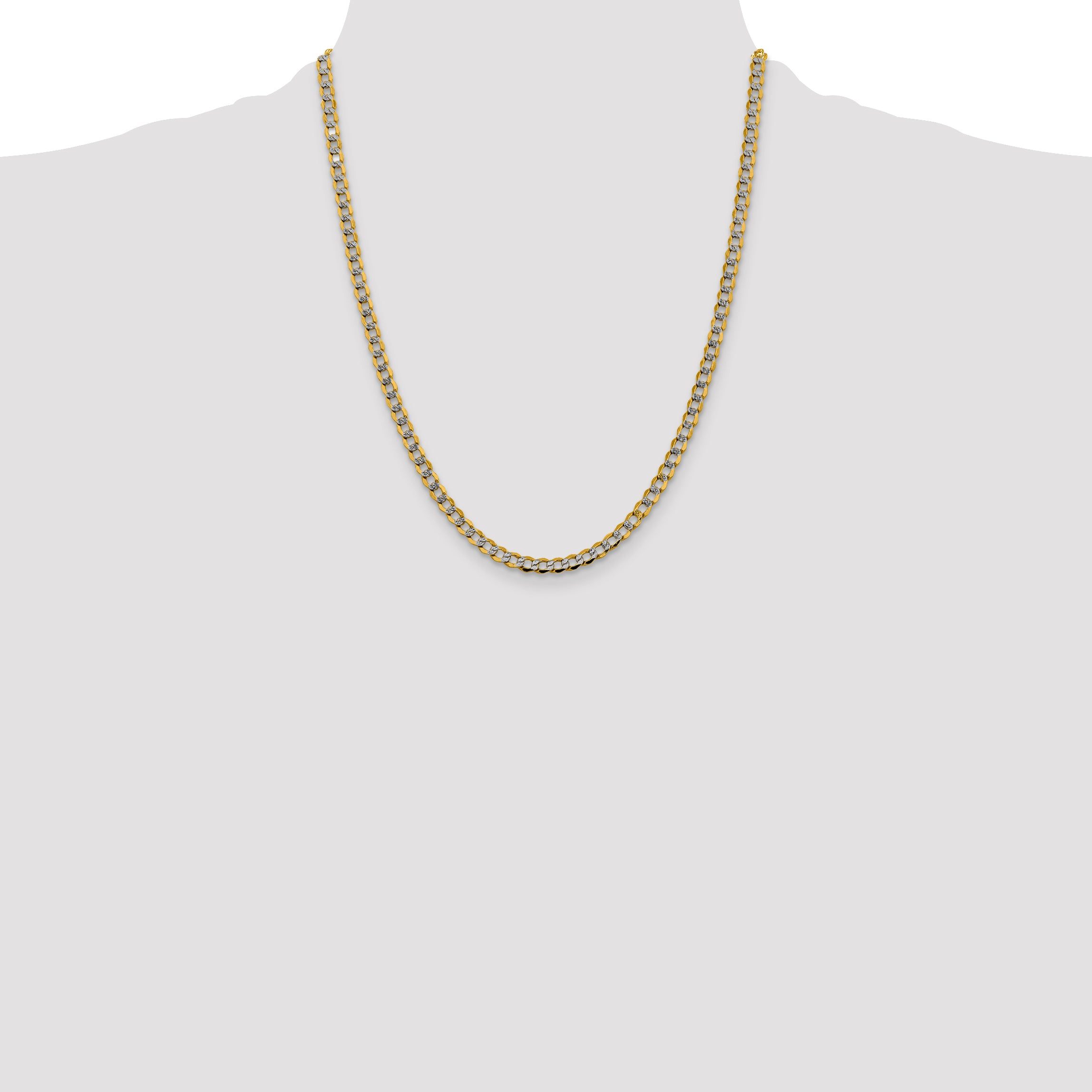 14k 4.3mm Semi-solid with Rhodium PavÃ© Curb Chain