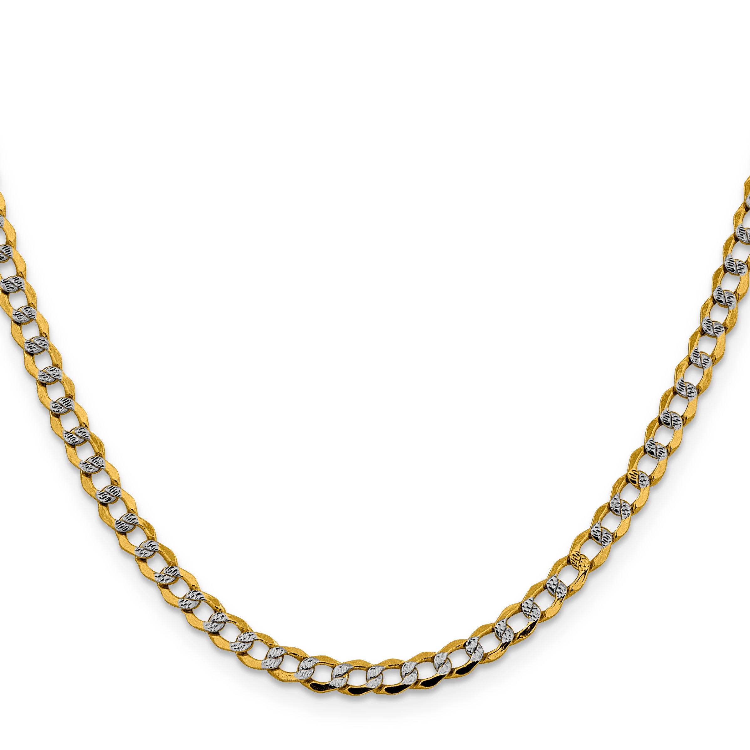 14k 4.3mm Semi-solid with Rhodium PavÃ© Curb Chain
