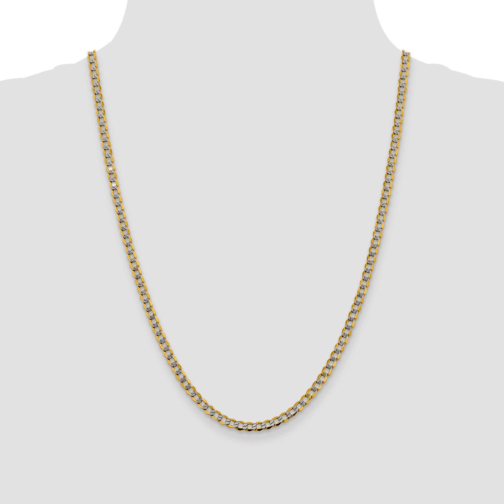 14k 4.3mm Semi-solid with Rhodium PavÃ© Curb Chain