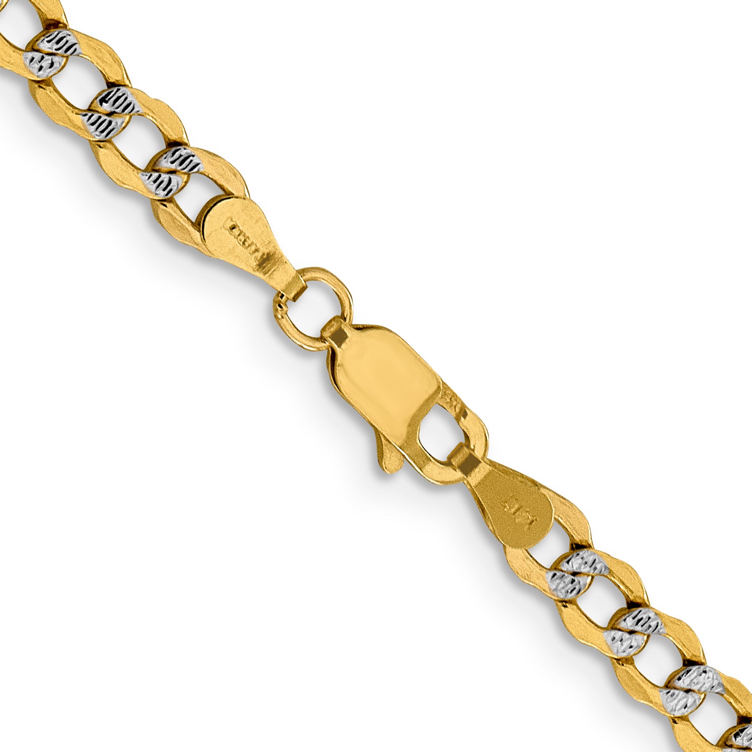 14k 4.3mm Semi-solid with Rhodium PavÃ© Curb Chain