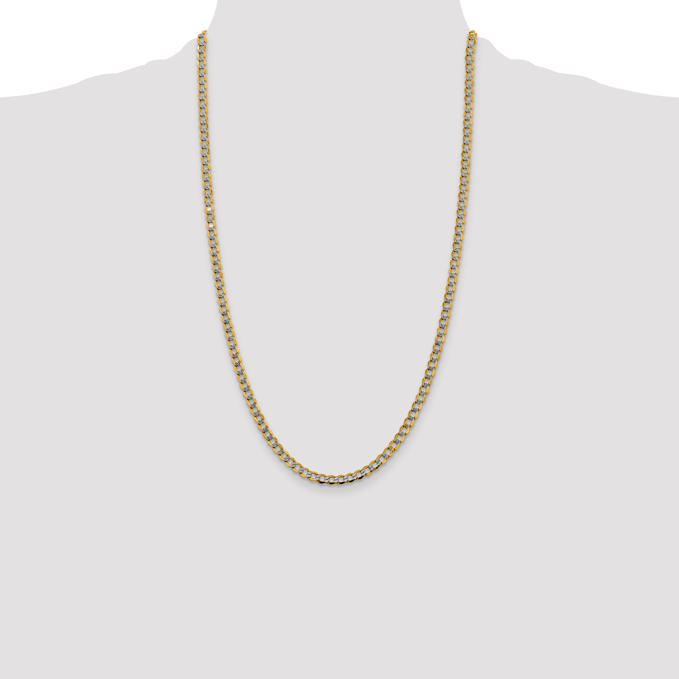 14k 4.3mm Semi-solid with Rhodium PavÃ© Curb Chain