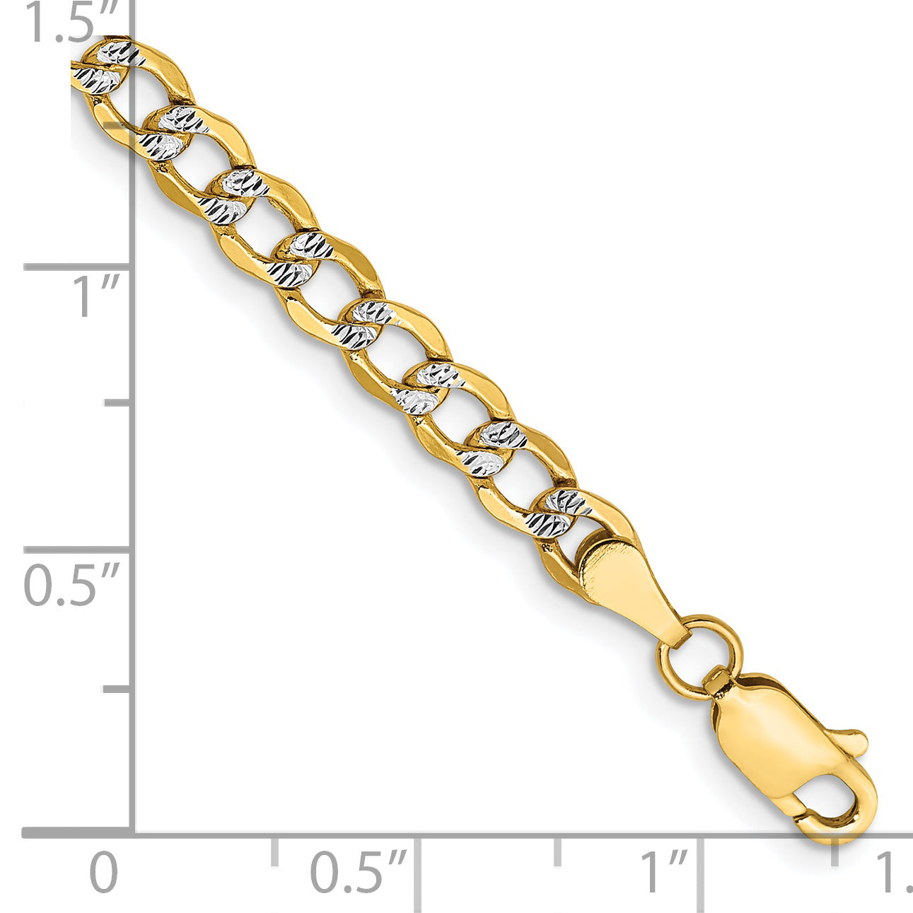 14k 4.3mm Semi-solid with Rhodium PavÃ© Curb Chain