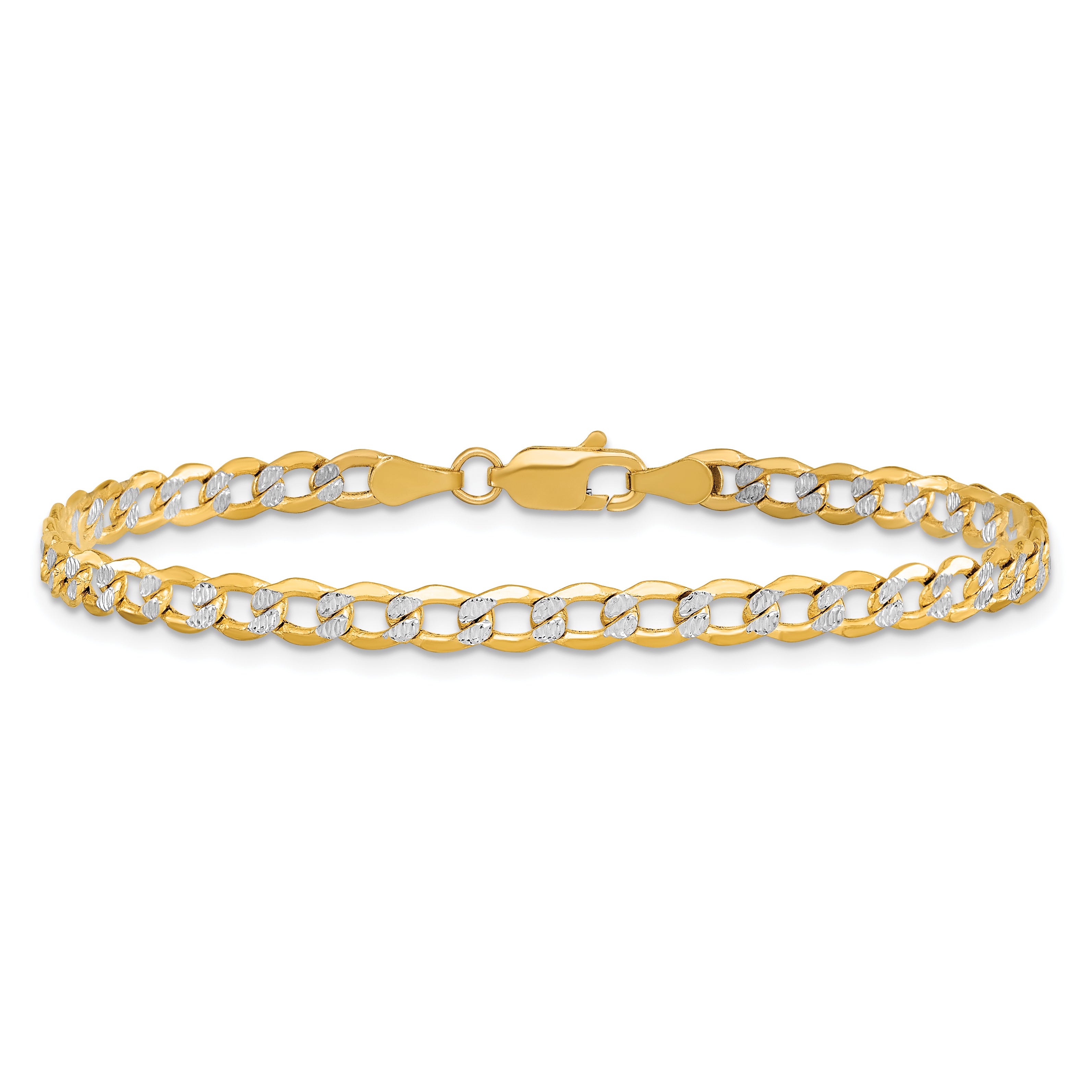 14k 4.3mm Semi-solid with Rhodium PavÃ© Curb Chain