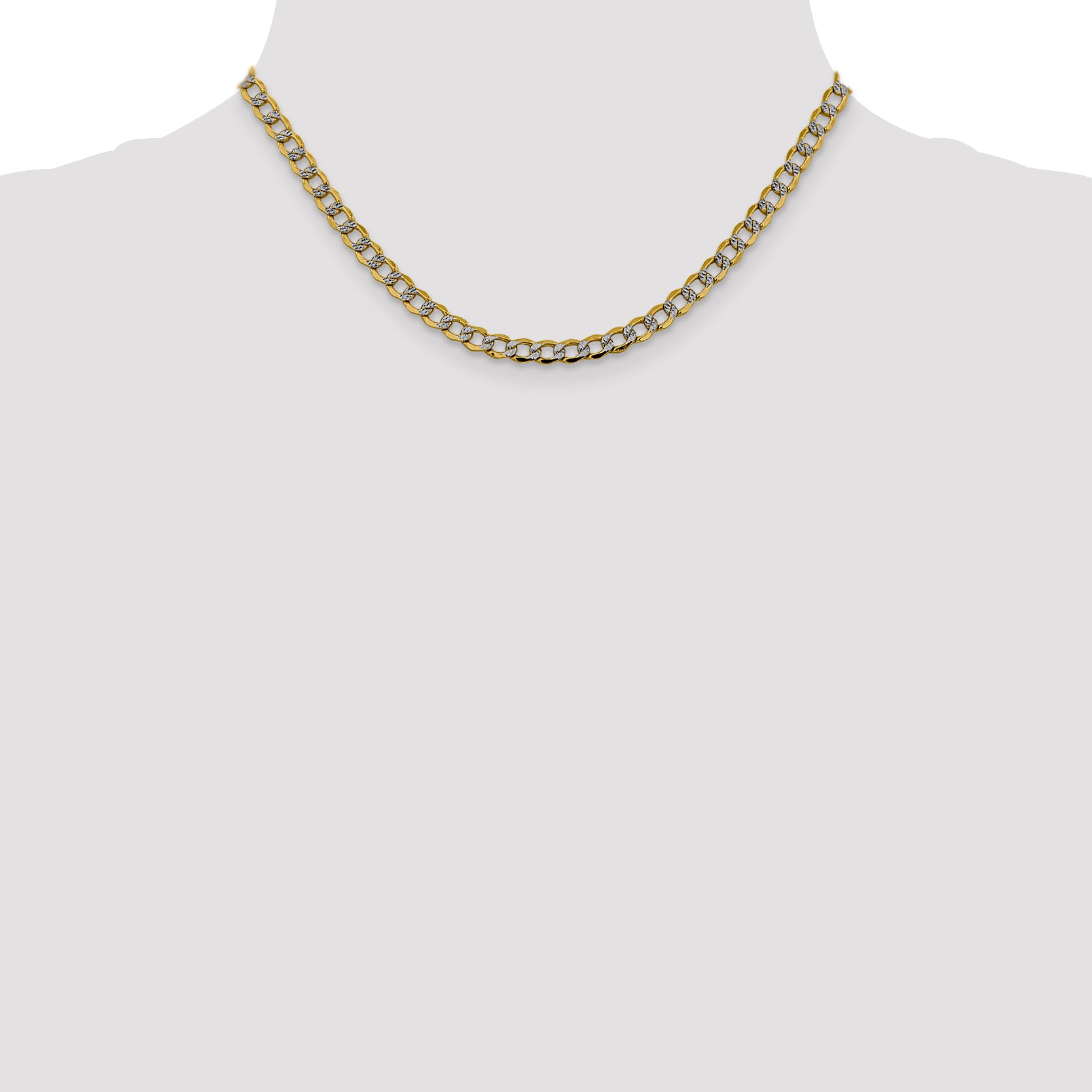 14k 5.2mm Semi-solid with Rhodium PavÃ© Curb Chain