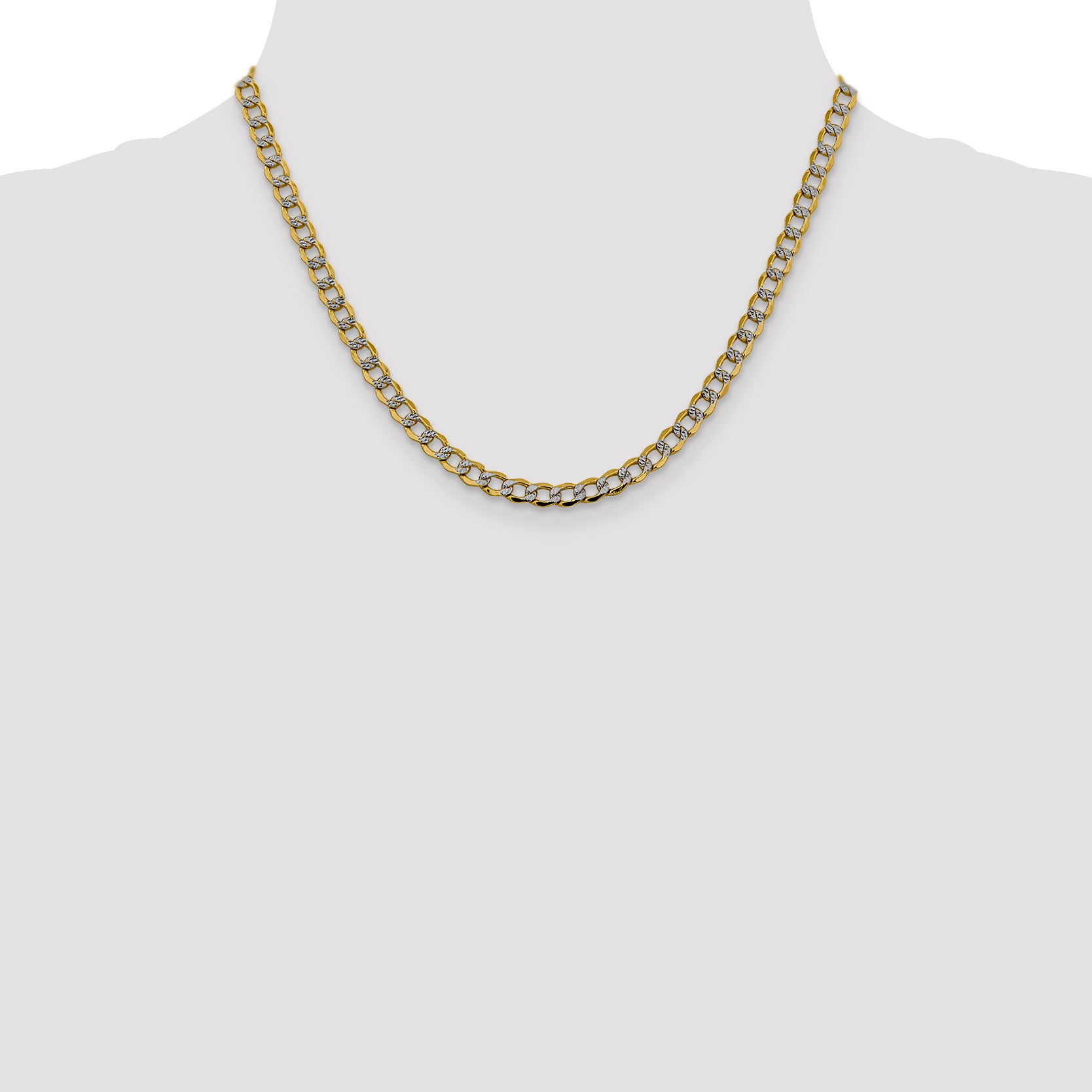 14k 5.2mm Semi-solid with Rhodium PavÃ© Curb Chain