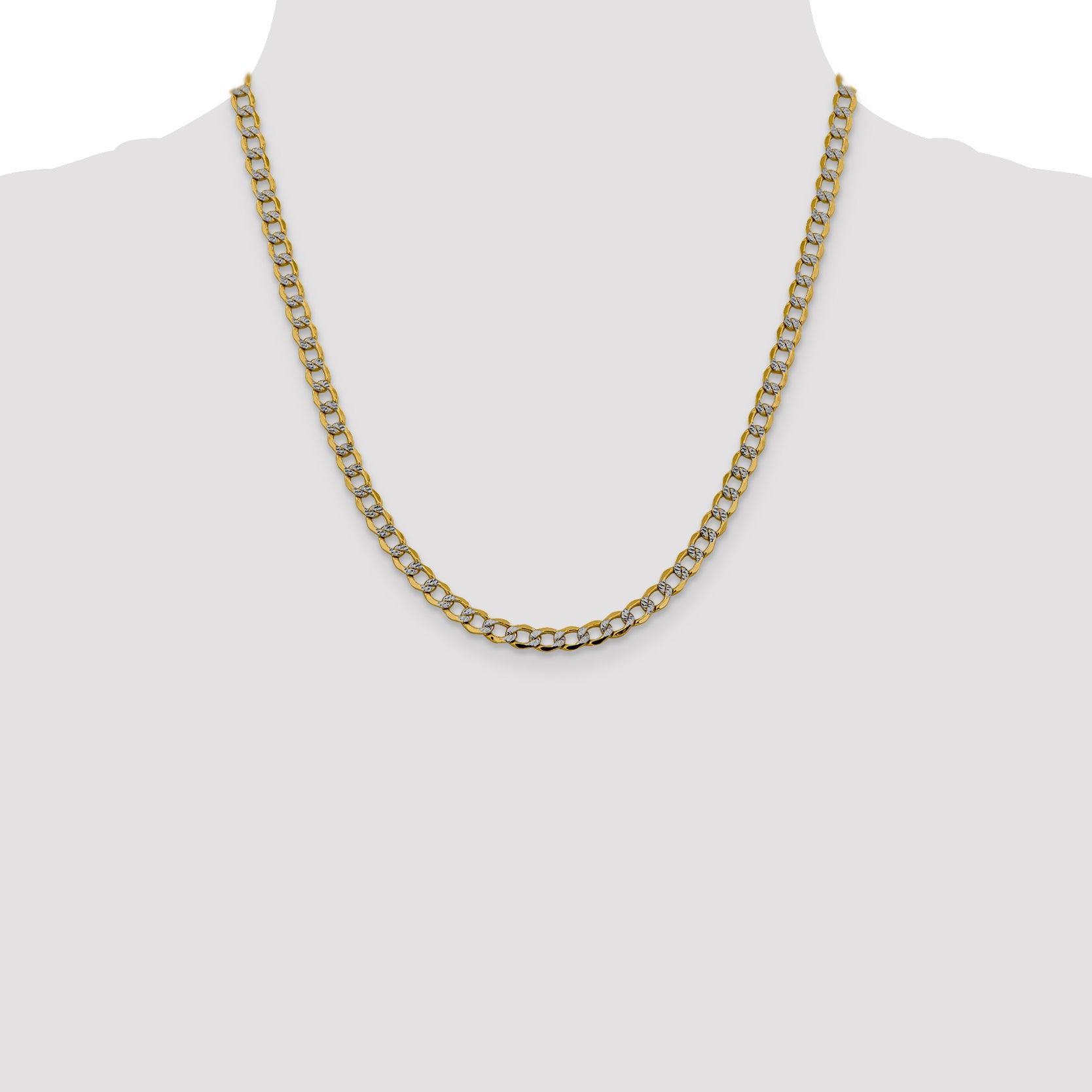14k 5.2mm Semi-solid with Rhodium PavÃ© Curb Chain