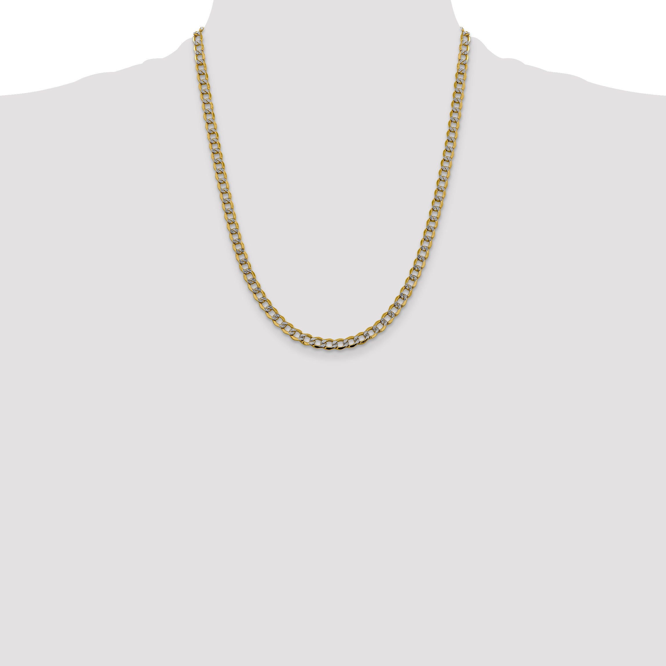 14k 5.2mm Semi-solid with Rhodium PavÃ© Curb Chain