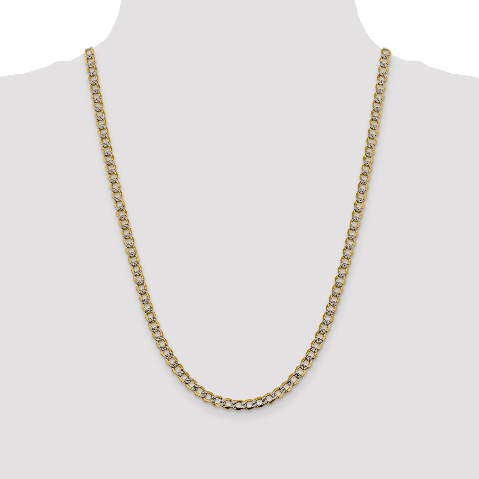 14k 5.2mm Semi-solid with Rhodium PavÃ© Curb Chain