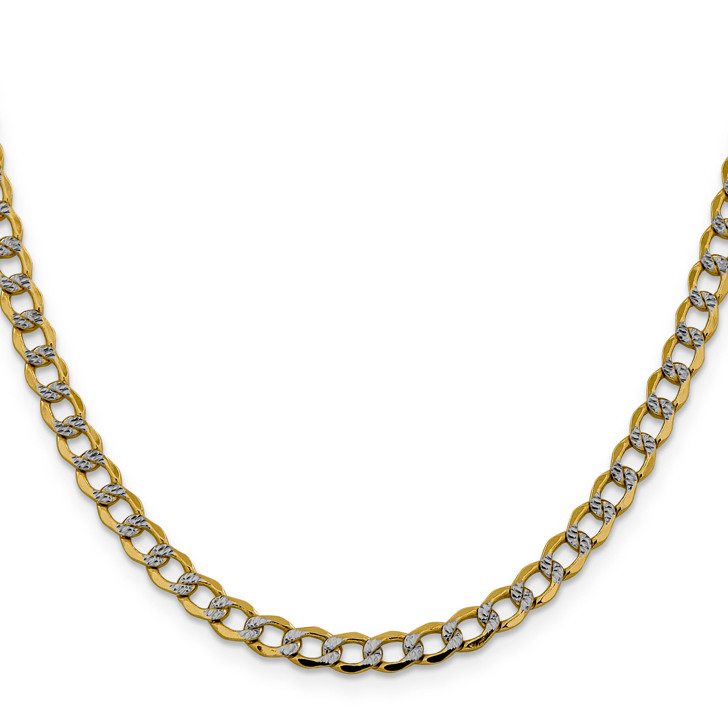 14k 5.2mm Semi-solid with Rhodium PavÃ© Curb Chain