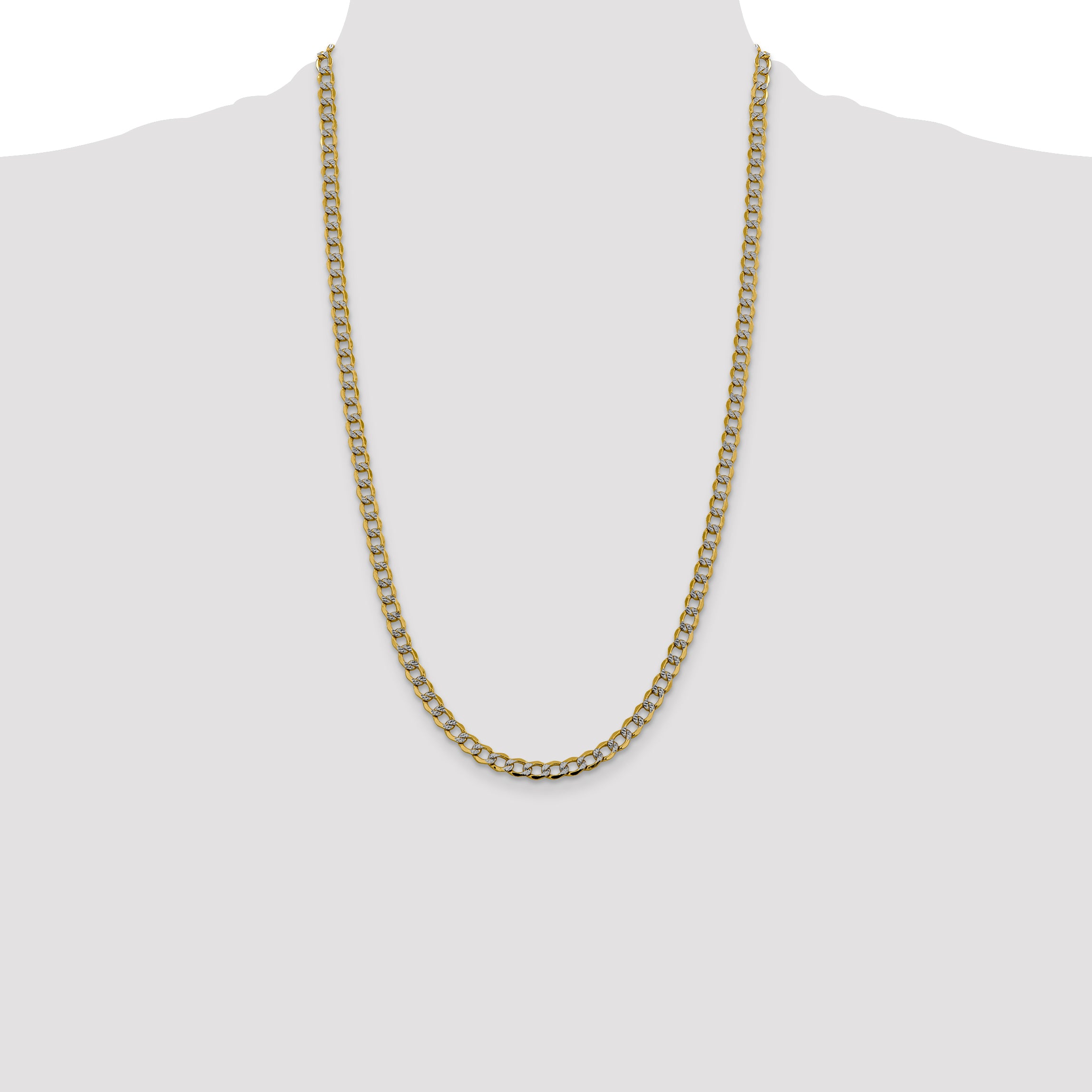 14k 5.2mm Semi-solid with Rhodium PavÃ© Curb Chain