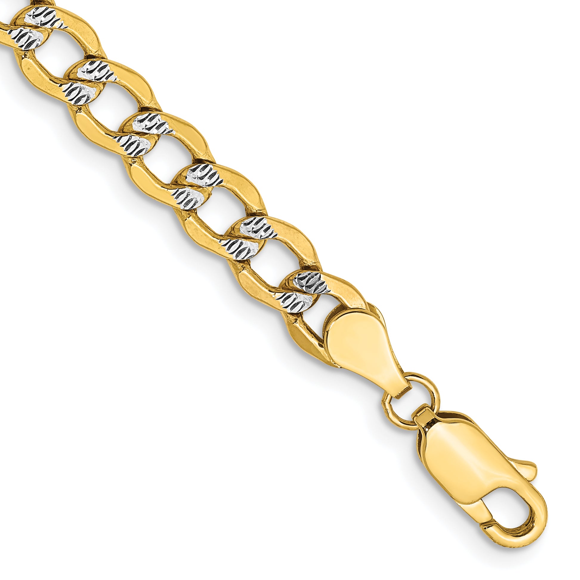 14k 5.2mm Semi-solid with Rhodium PavÃ© Curb Chain