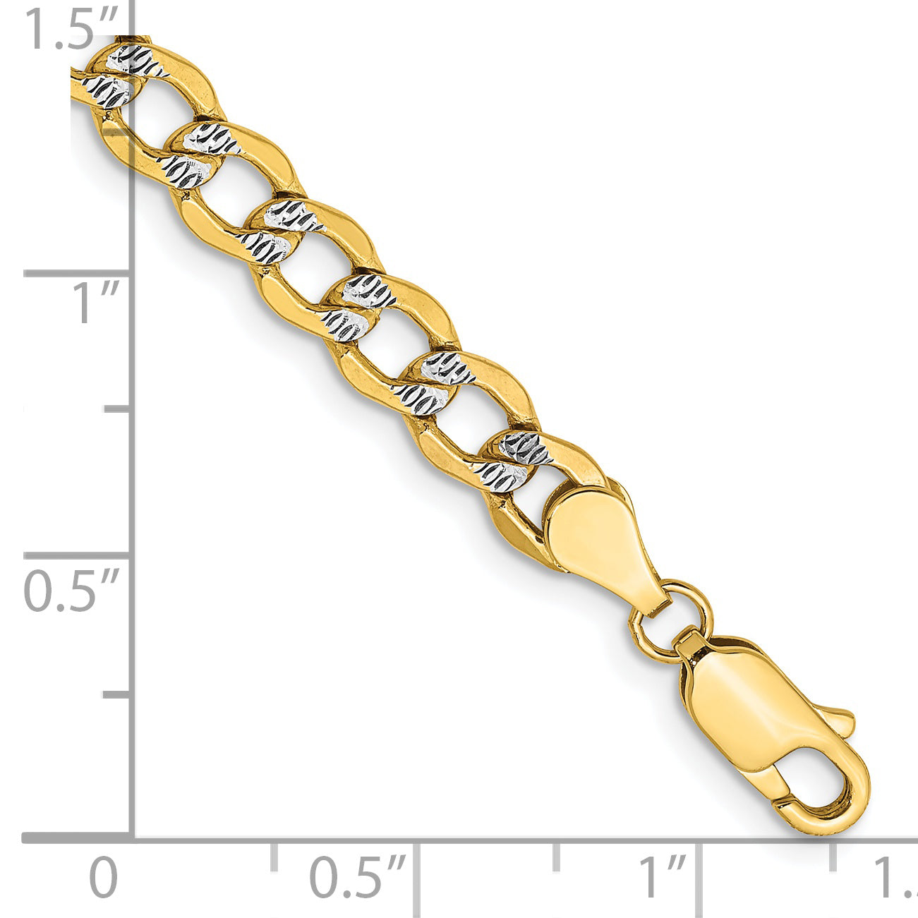14k 5.2mm Semi-solid with Rhodium PavÃ© Curb Chain