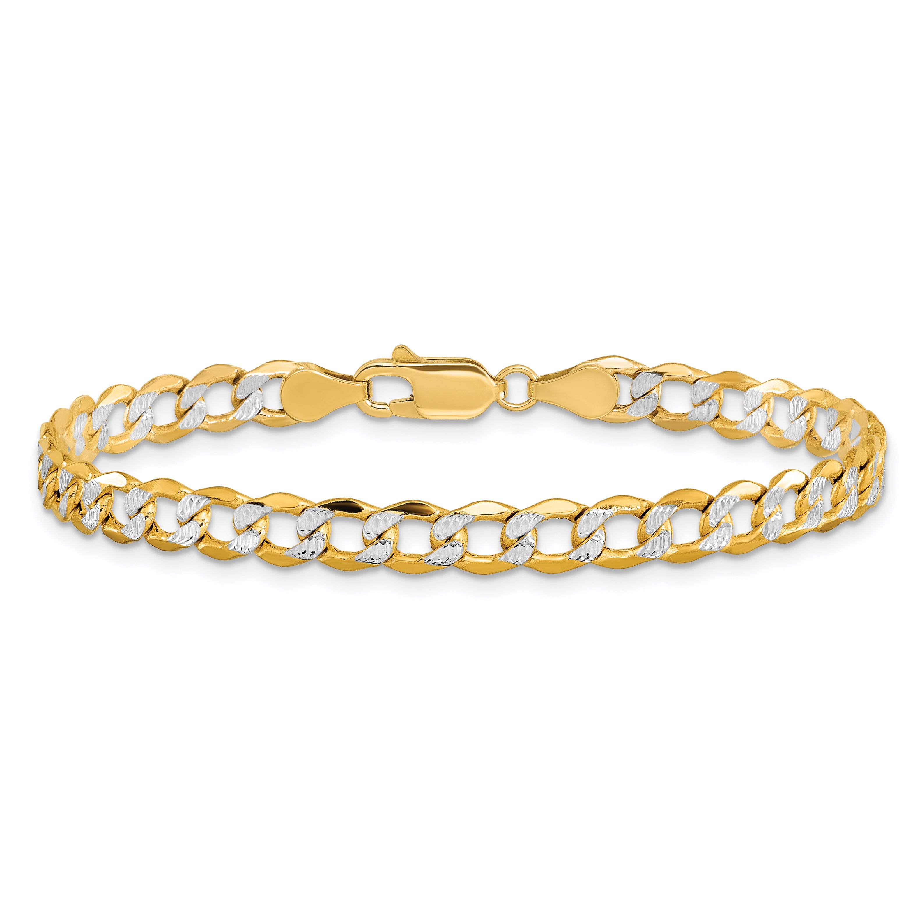 14k 5.2mm Semi-solid with Rhodium PavÃ© Curb Chain