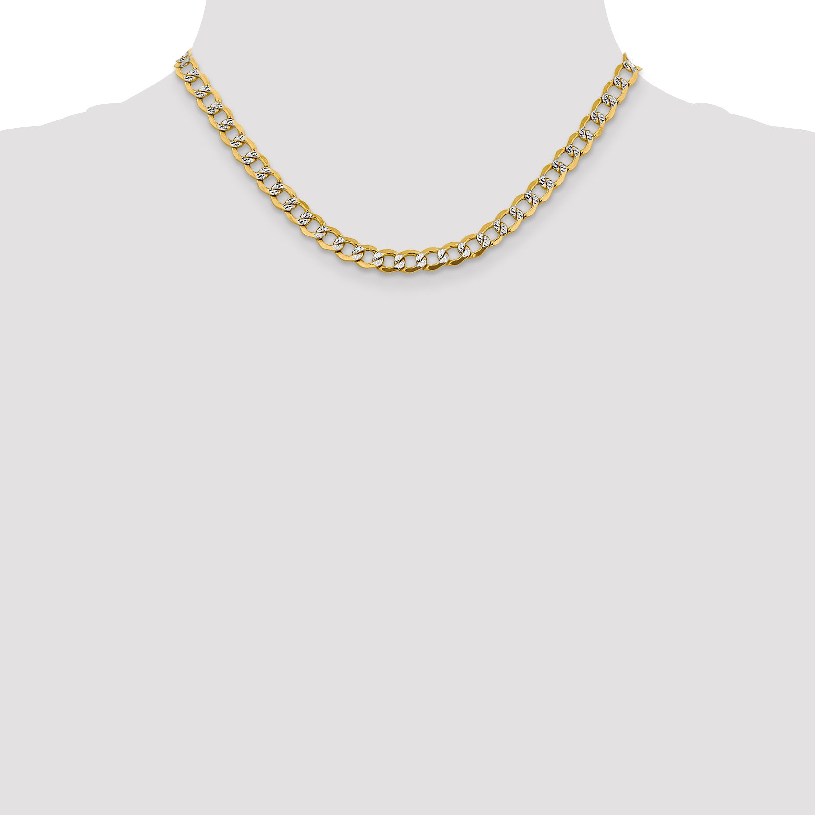 14k 6.75mm Semi-solid with Rhodium PavÃ© Curb Chain