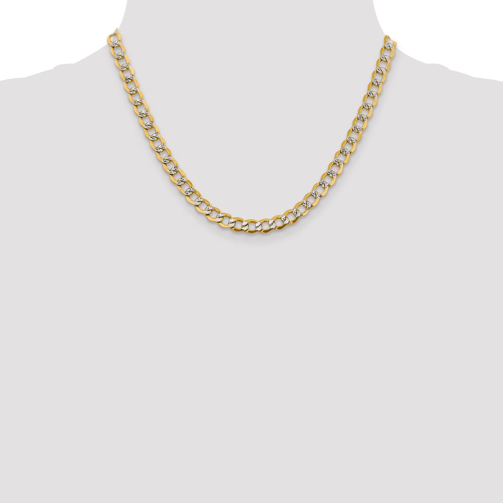 14k 6.75mm Semi-solid with Rhodium PavÃ© Curb Chain