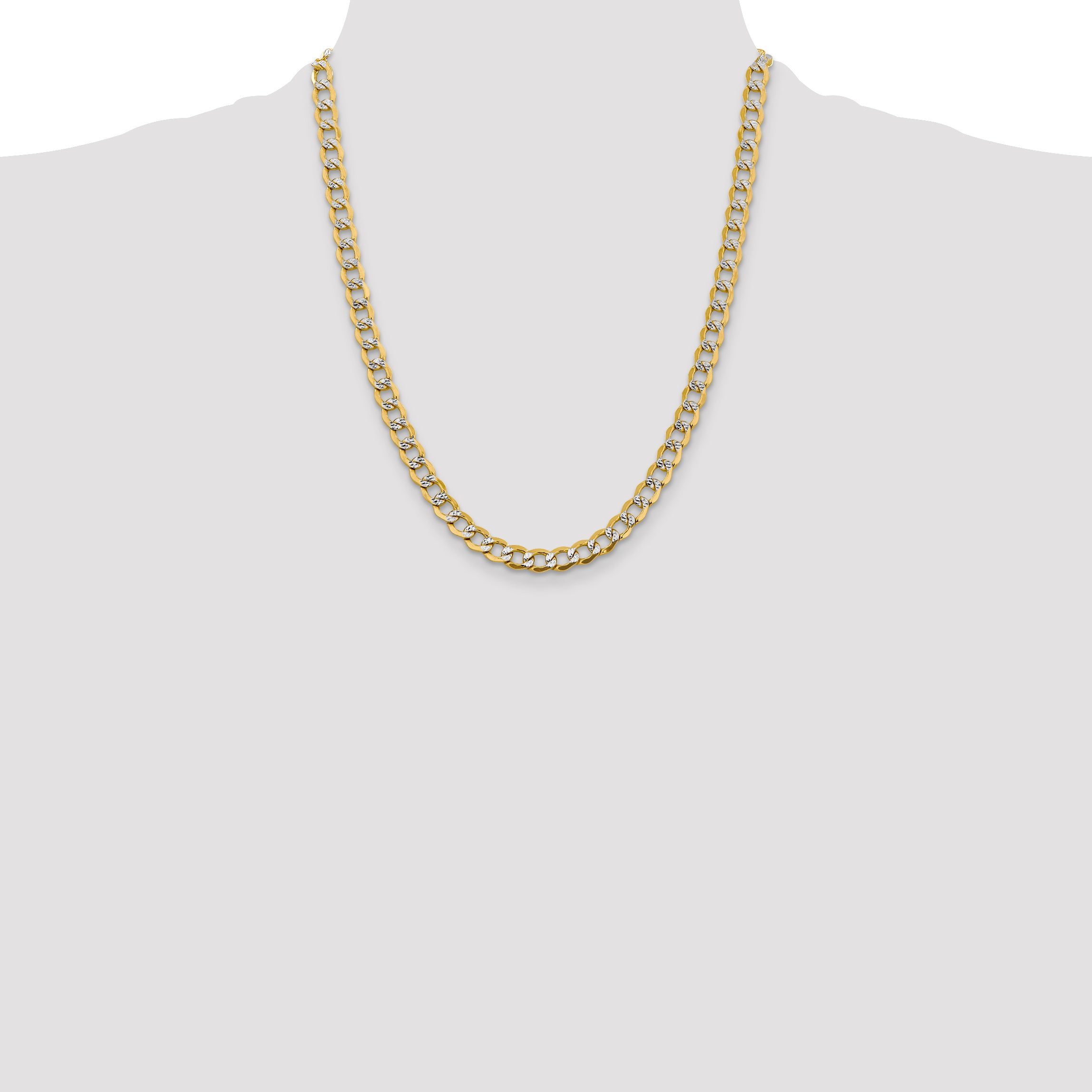 14k 6.75mm Semi-solid with Rhodium PavÃ© Curb Chain