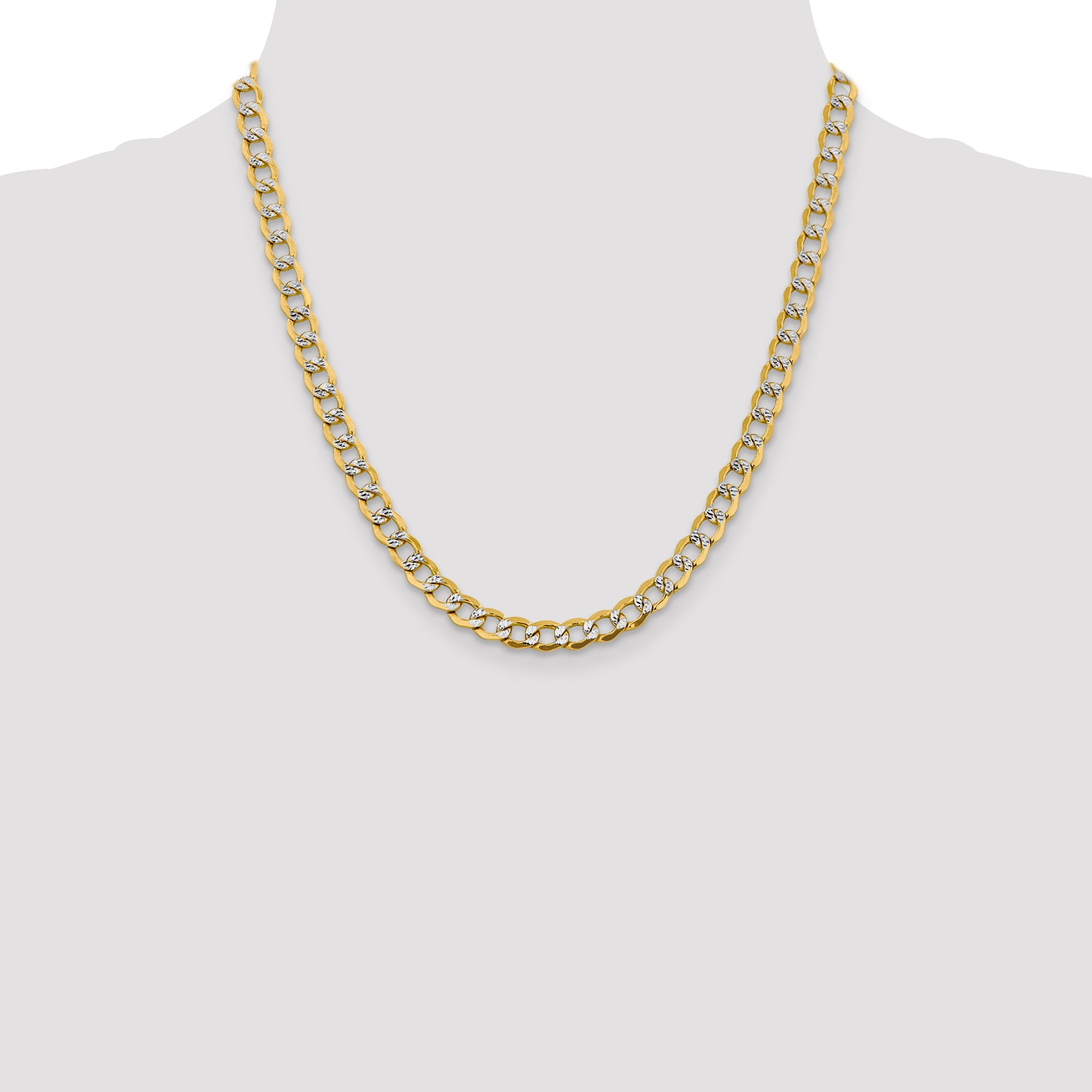 14k 6.75mm Semi-solid with Rhodium PavÃ© Curb Chain