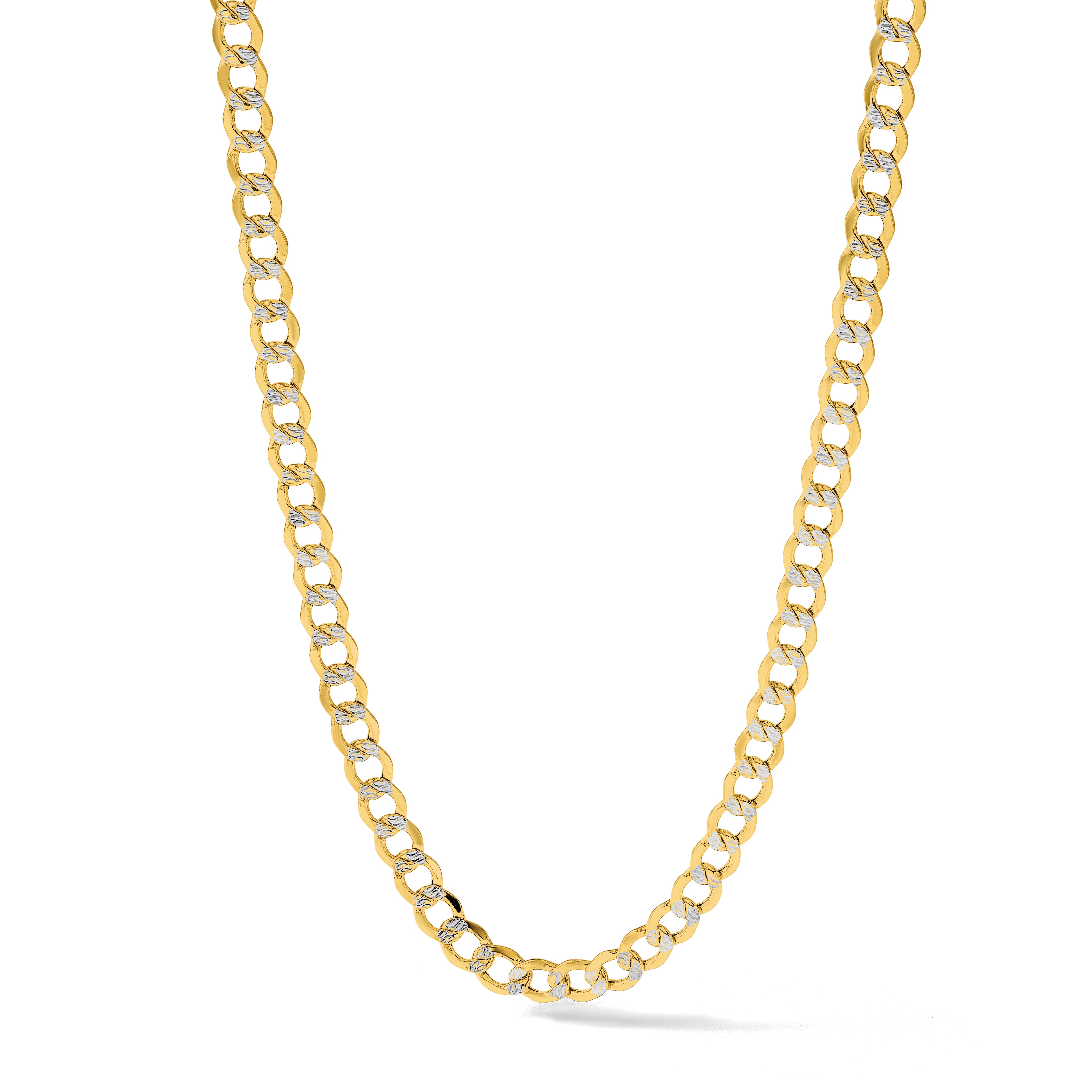 14k 6.75mm Semi-solid with Rhodium PavÃ© Curb Chain