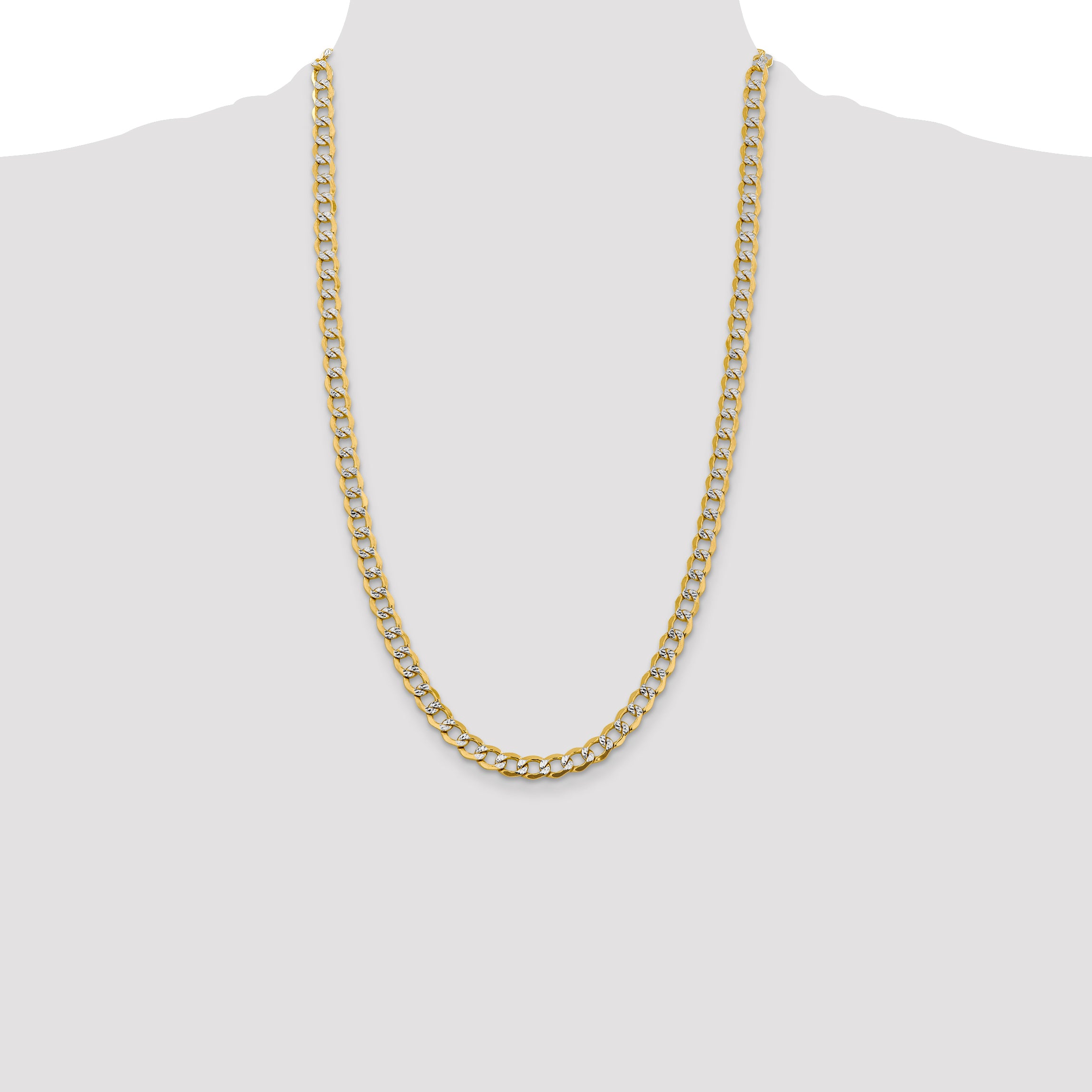14k 6.75mm Semi-solid with Rhodium PavÃ© Curb Chain