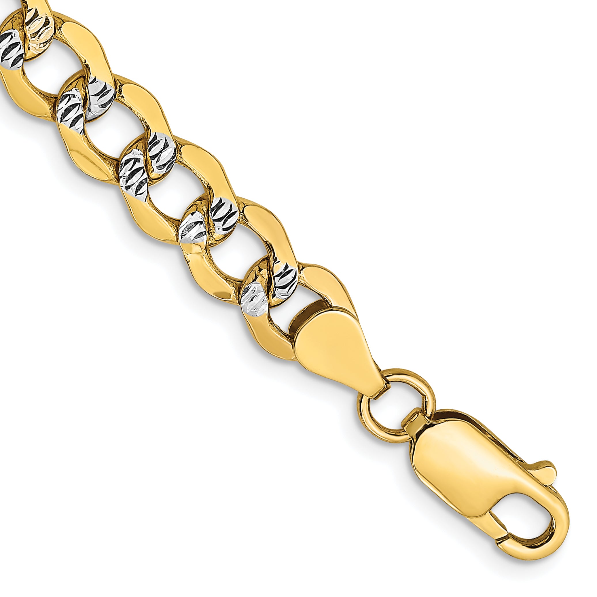 14k 6.75mm Semi-solid with Rhodium PavÃ© Curb Chain