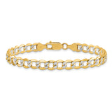 14k 6.75mm Semi-solid with Rhodium PavÃ© Curb Chain