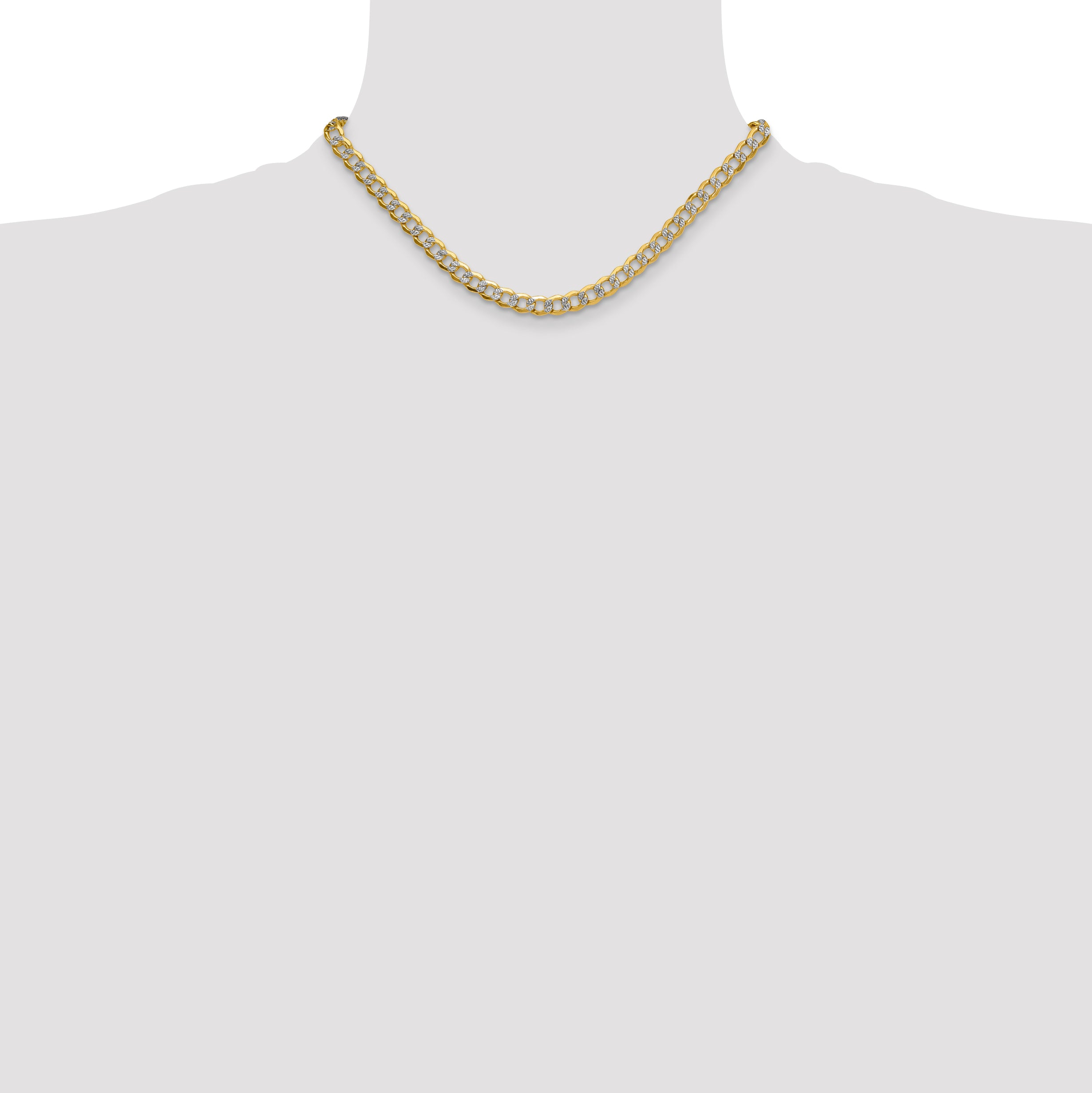 14k 7.1mm Semi-solid with Rhodium PavÃ© Curb Chain