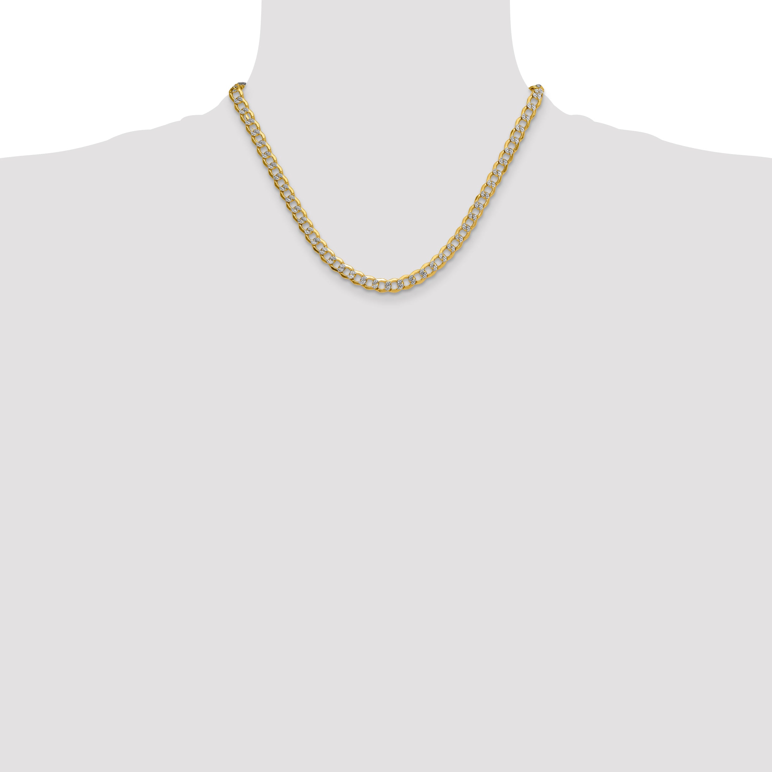 14k 7.1mm Semi-solid with Rhodium PavÃ© Curb Chain