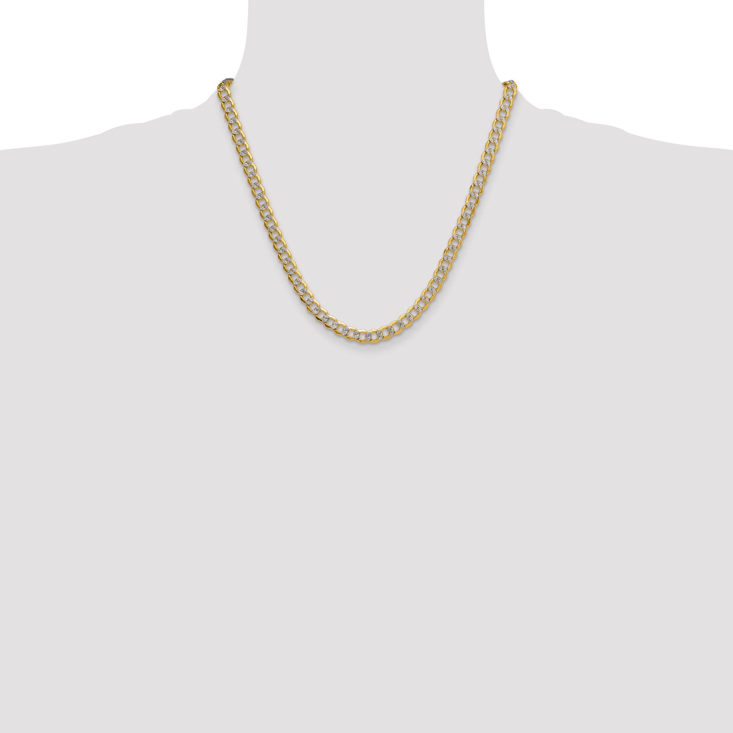 14k 7.1mm Semi-solid with Rhodium PavÃ© Curb Chain