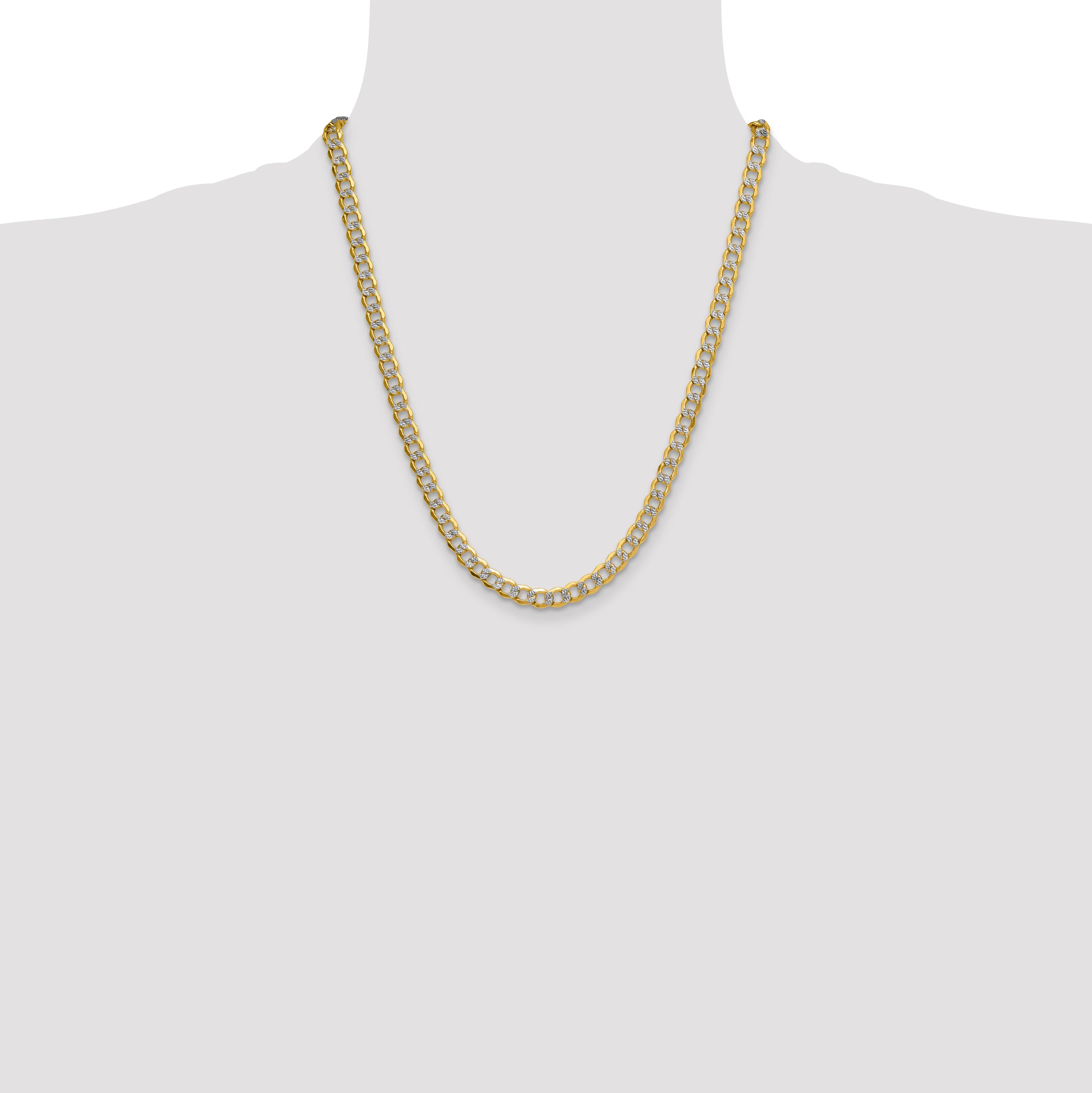 14k 7.1mm Semi-solid with Rhodium PavÃ© Curb Chain