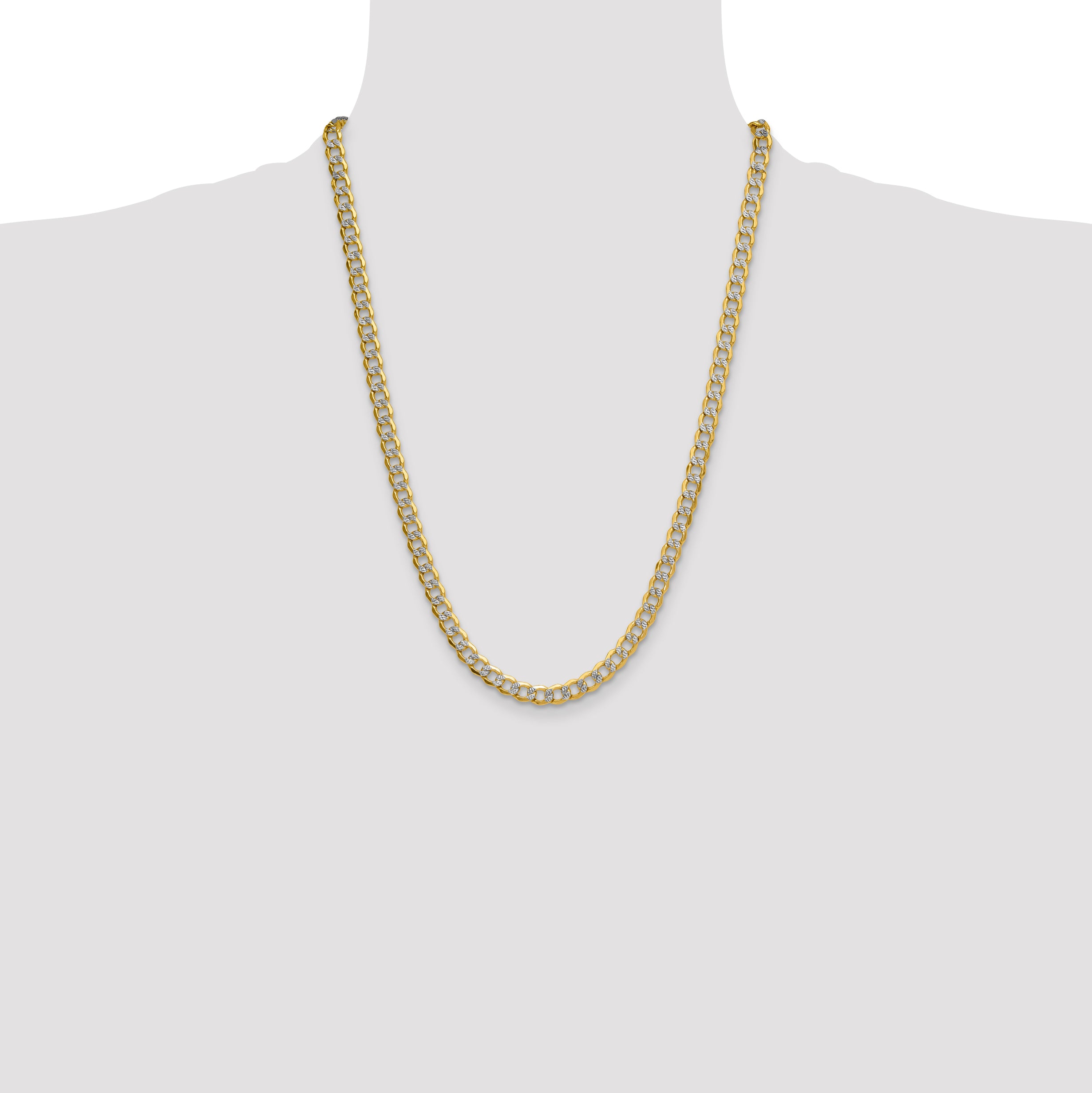 14k 7.1mm Semi-solid with Rhodium PavÃ© Curb Chain