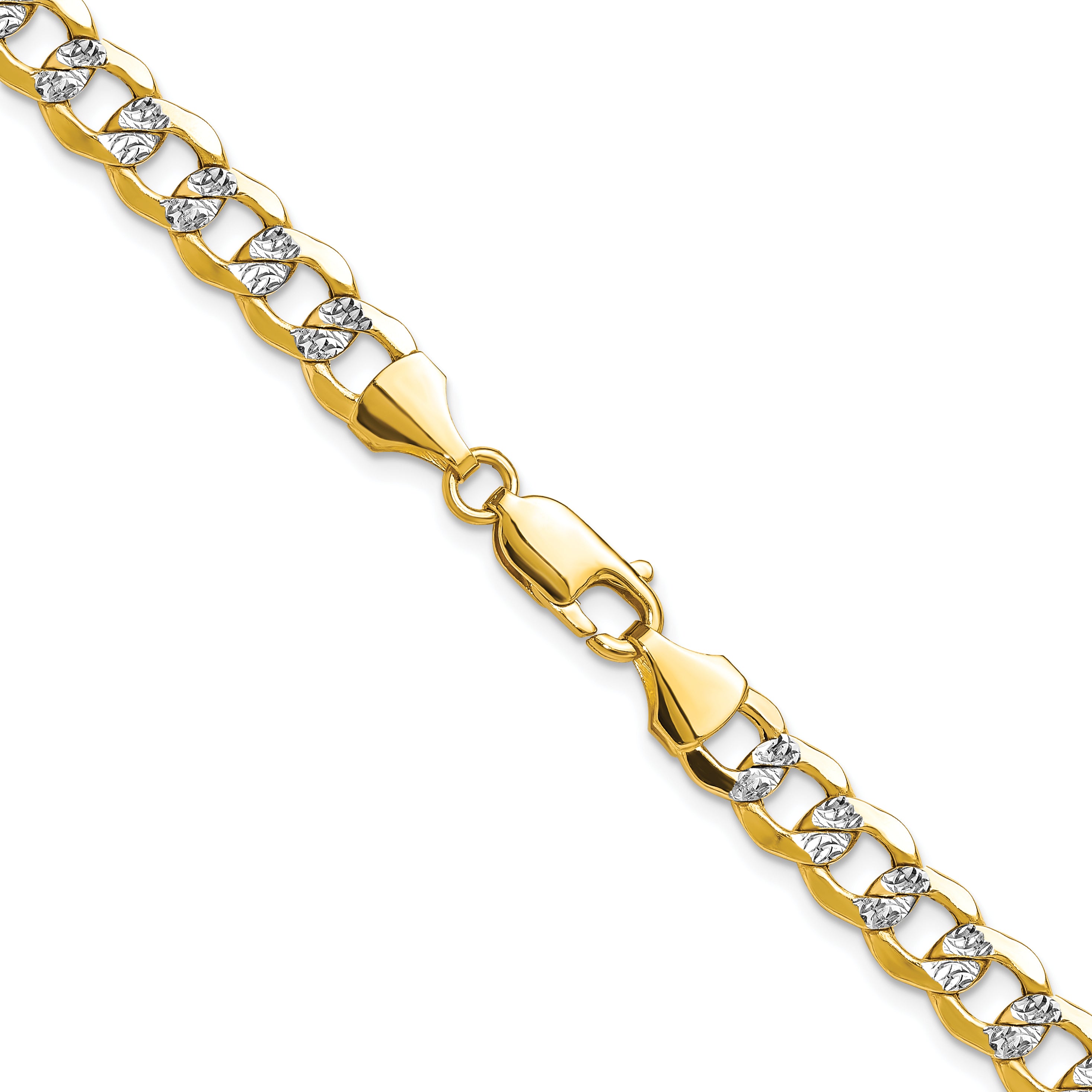 14k 7.1mm Semi-solid with Rhodium PavÃ© Curb Chain