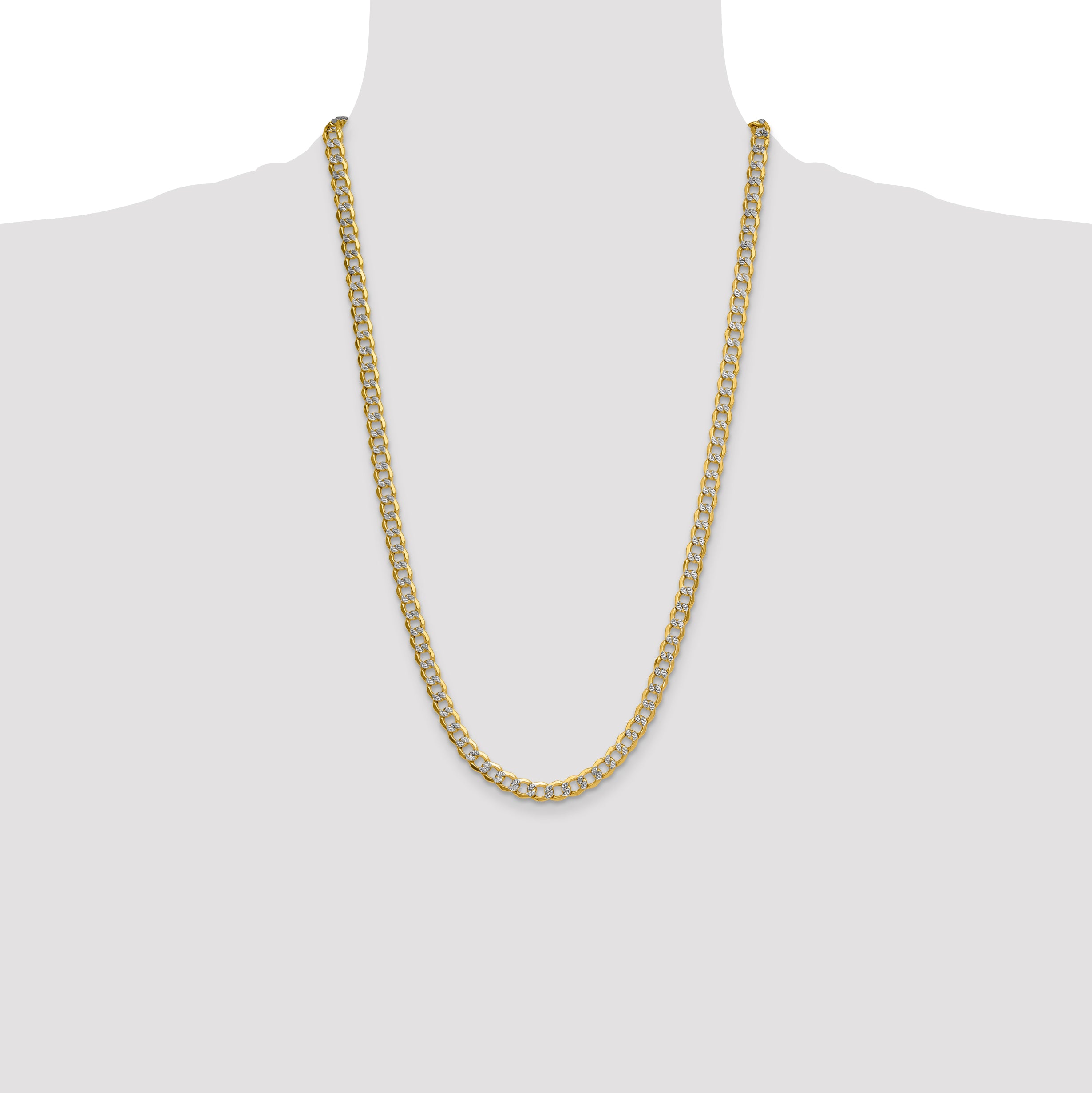 14k 7.1mm Semi-solid with Rhodium PavÃ© Curb Chain