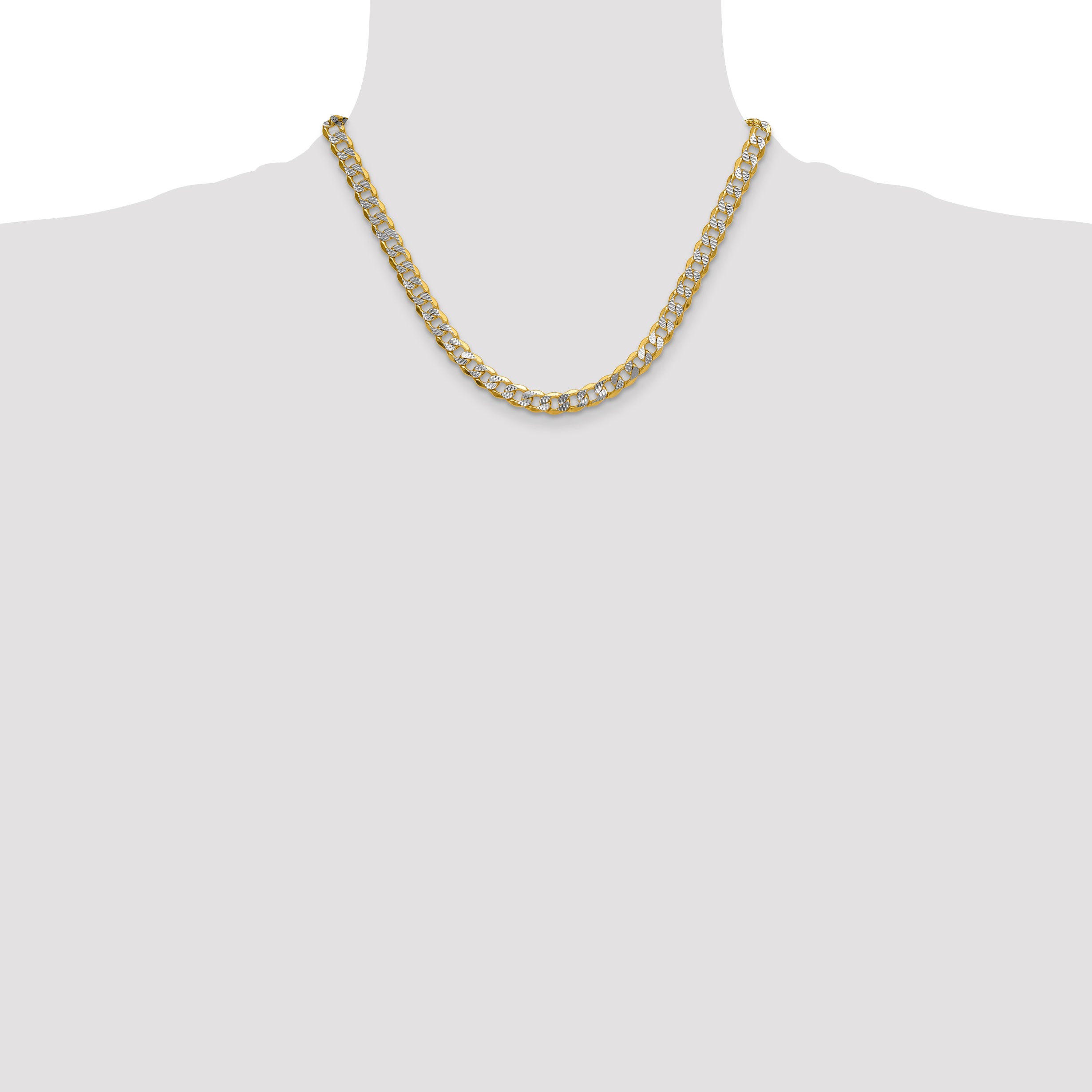 14k 7.75mm Semi-solid with Rhodium PavÃ© Curb Chain