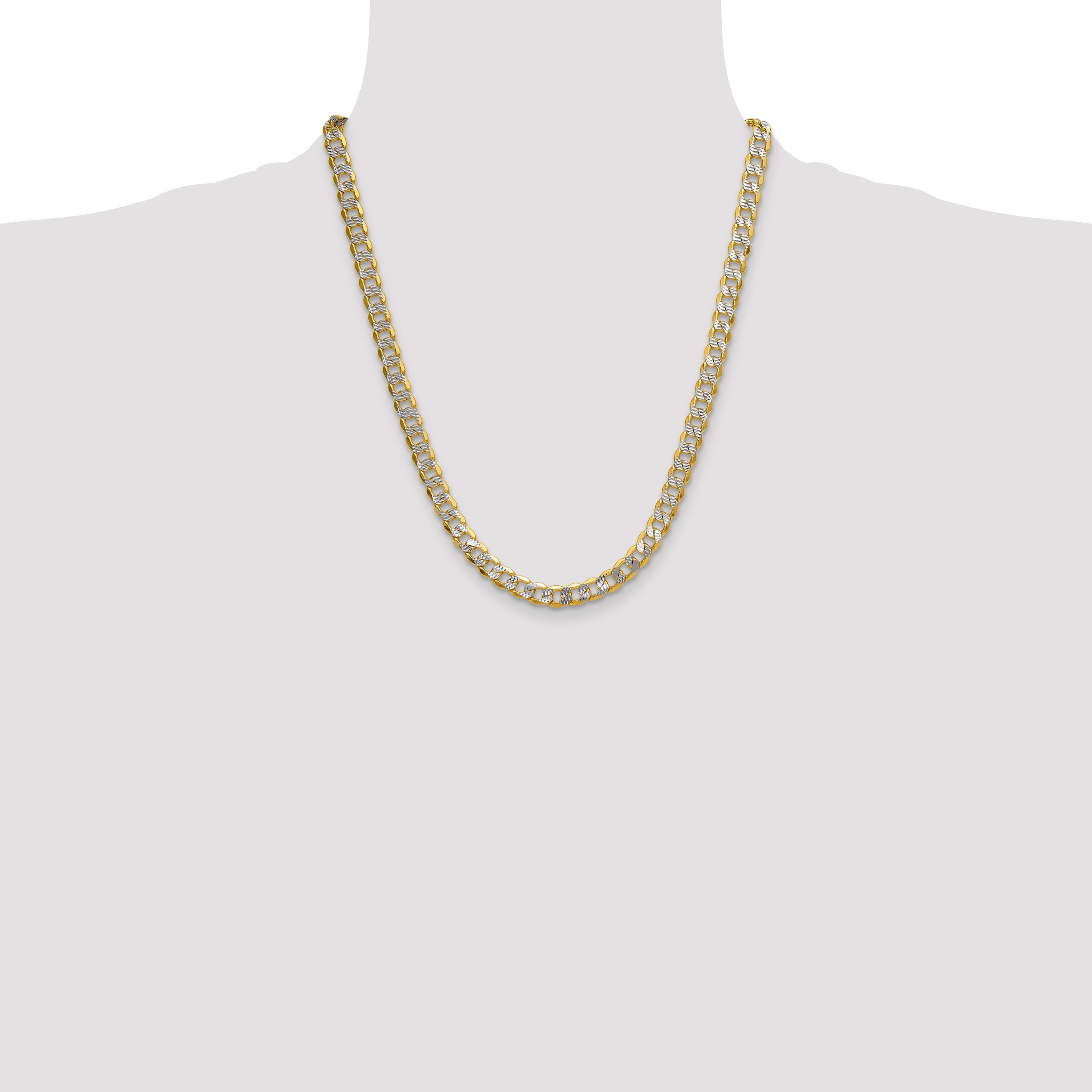 14k 7.75mm Semi-solid with Rhodium PavÃ© Curb Chain