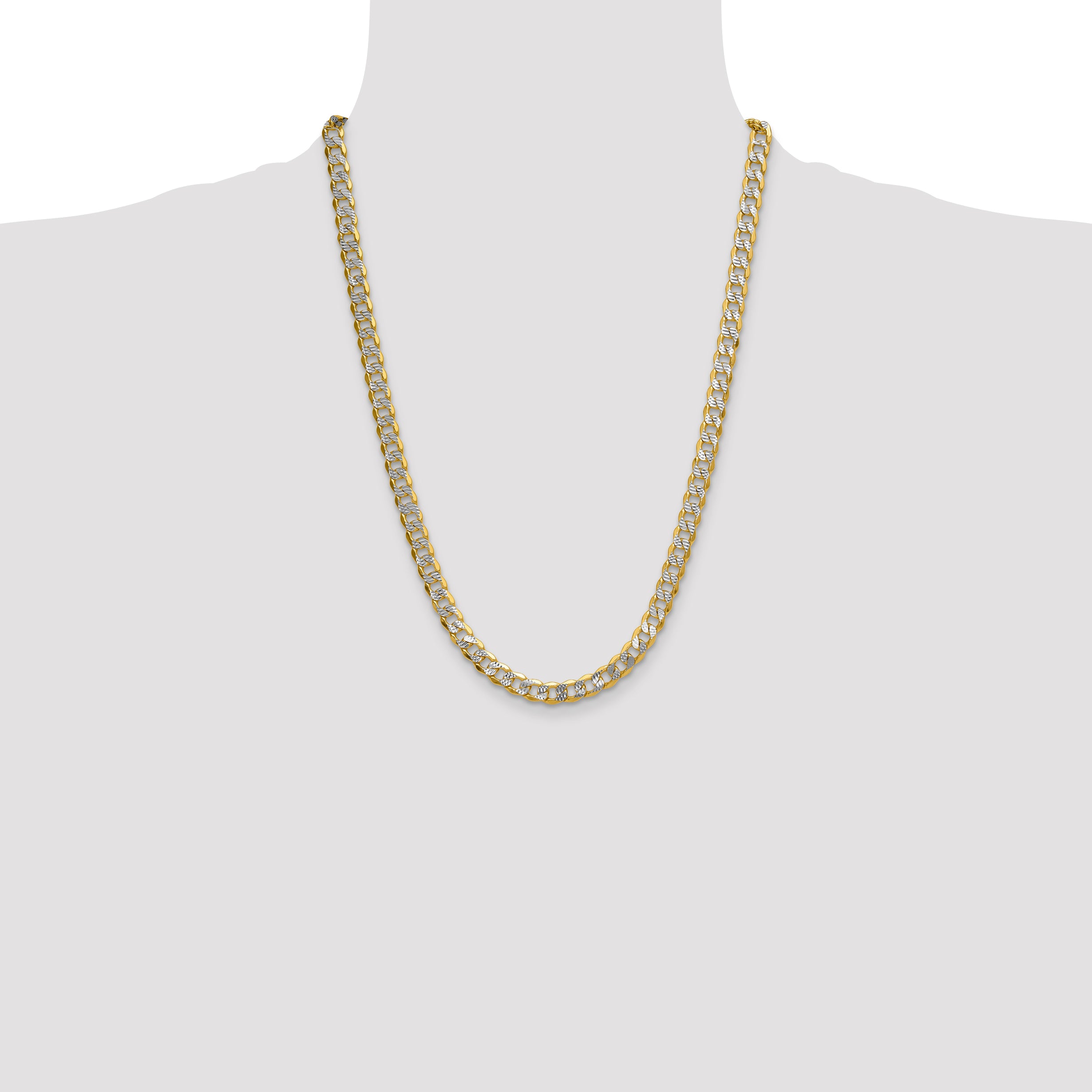 14k 7.75mm Semi-solid with Rhodium PavÃ© Curb Chain