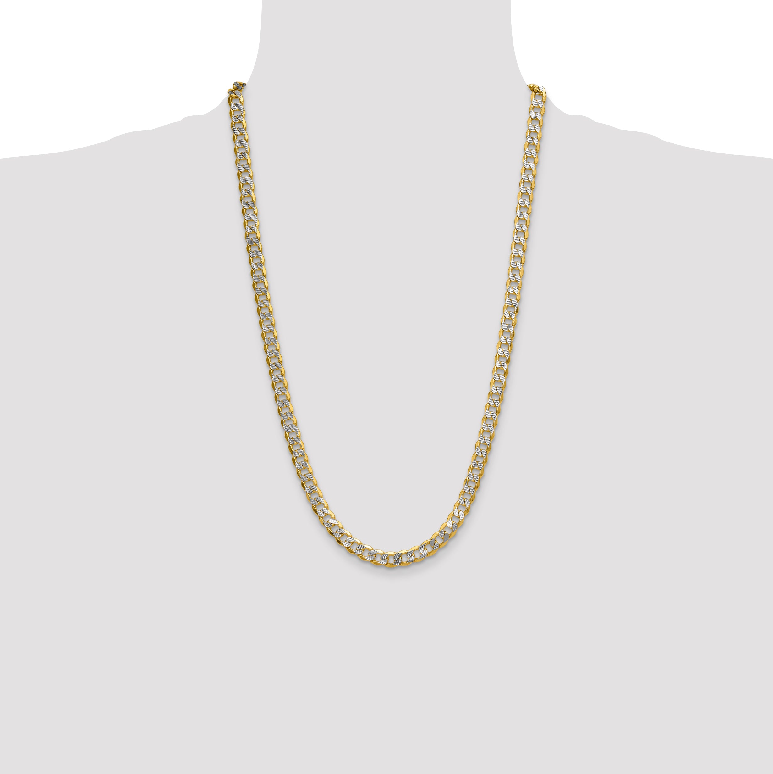 14k 7.75mm Semi-solid with Rhodium PavÃ© Curb Chain