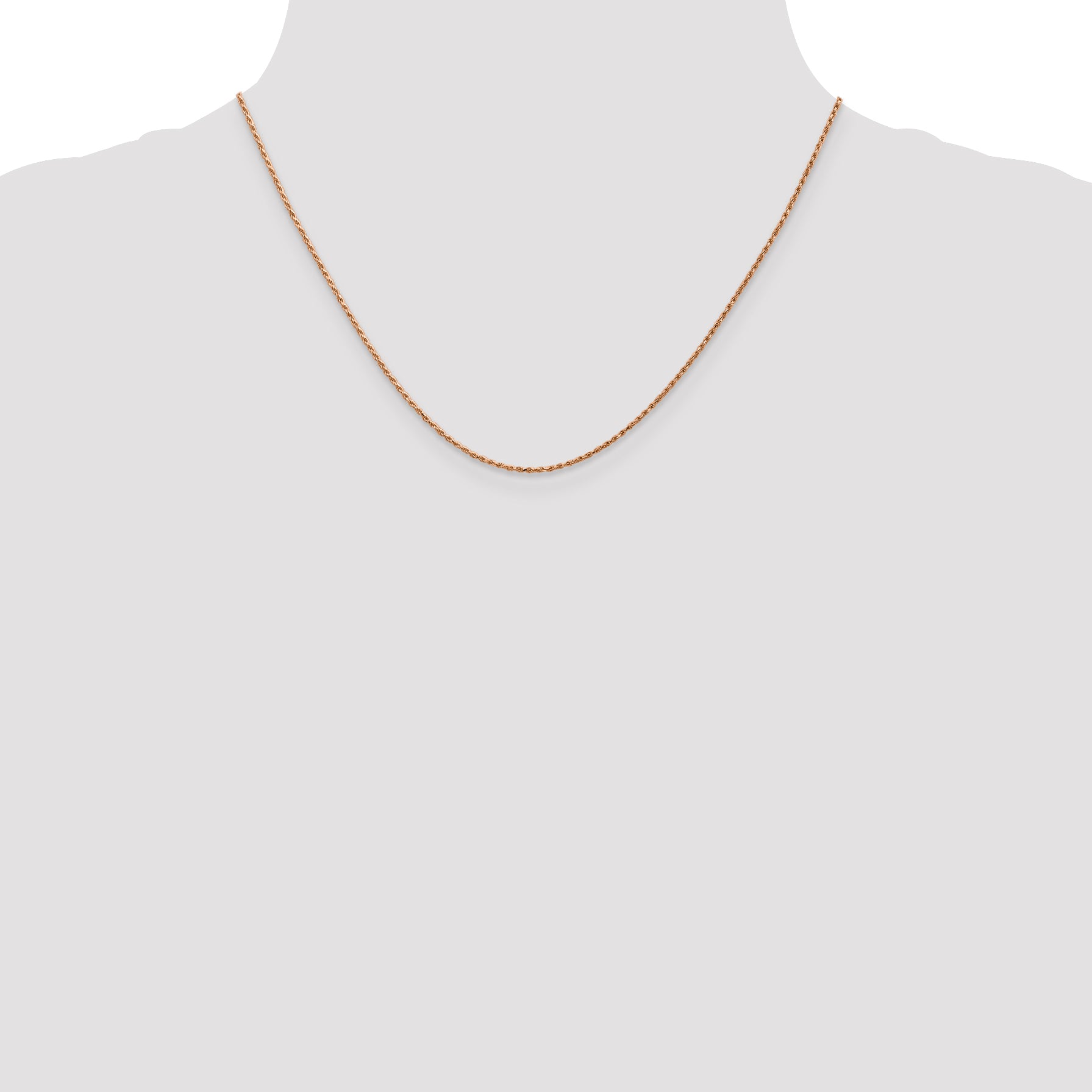 14k Rose Gold 1mm D/C Machine-made Rope Chain