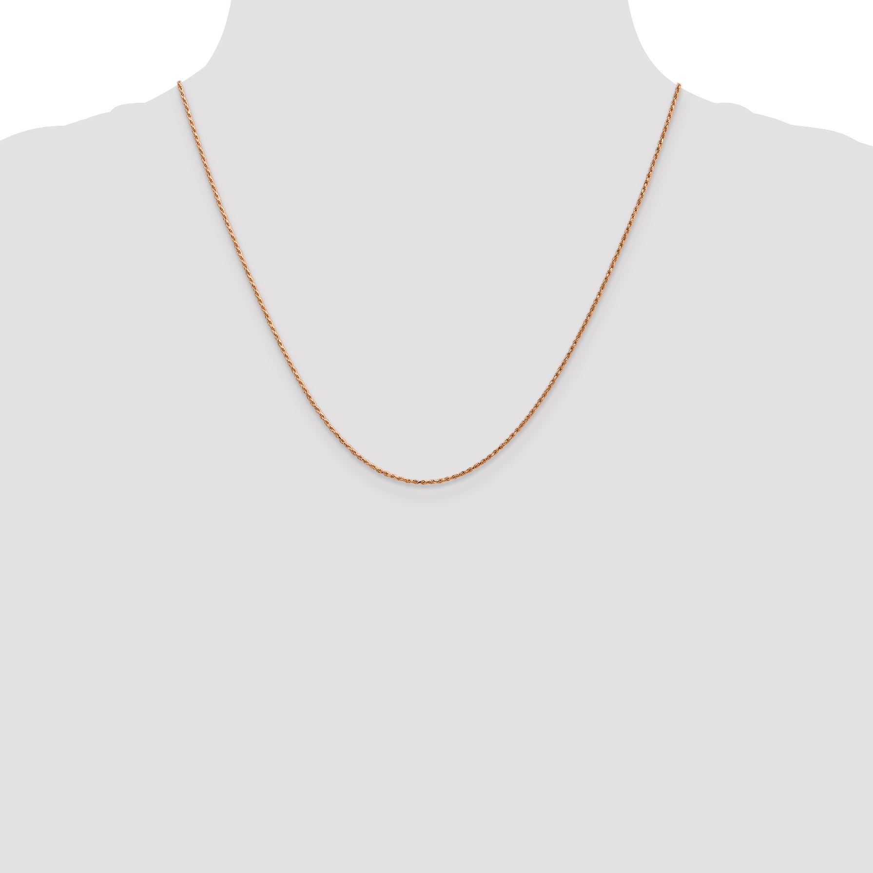 14k Rose Gold 1mm D/C Machine-made Rope Chain