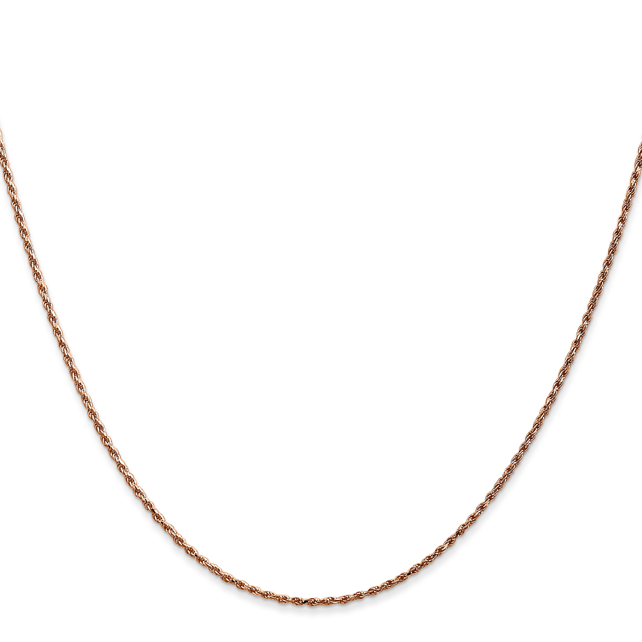 14k Rose Gold 1mm D/C Machine-made Rope Chain