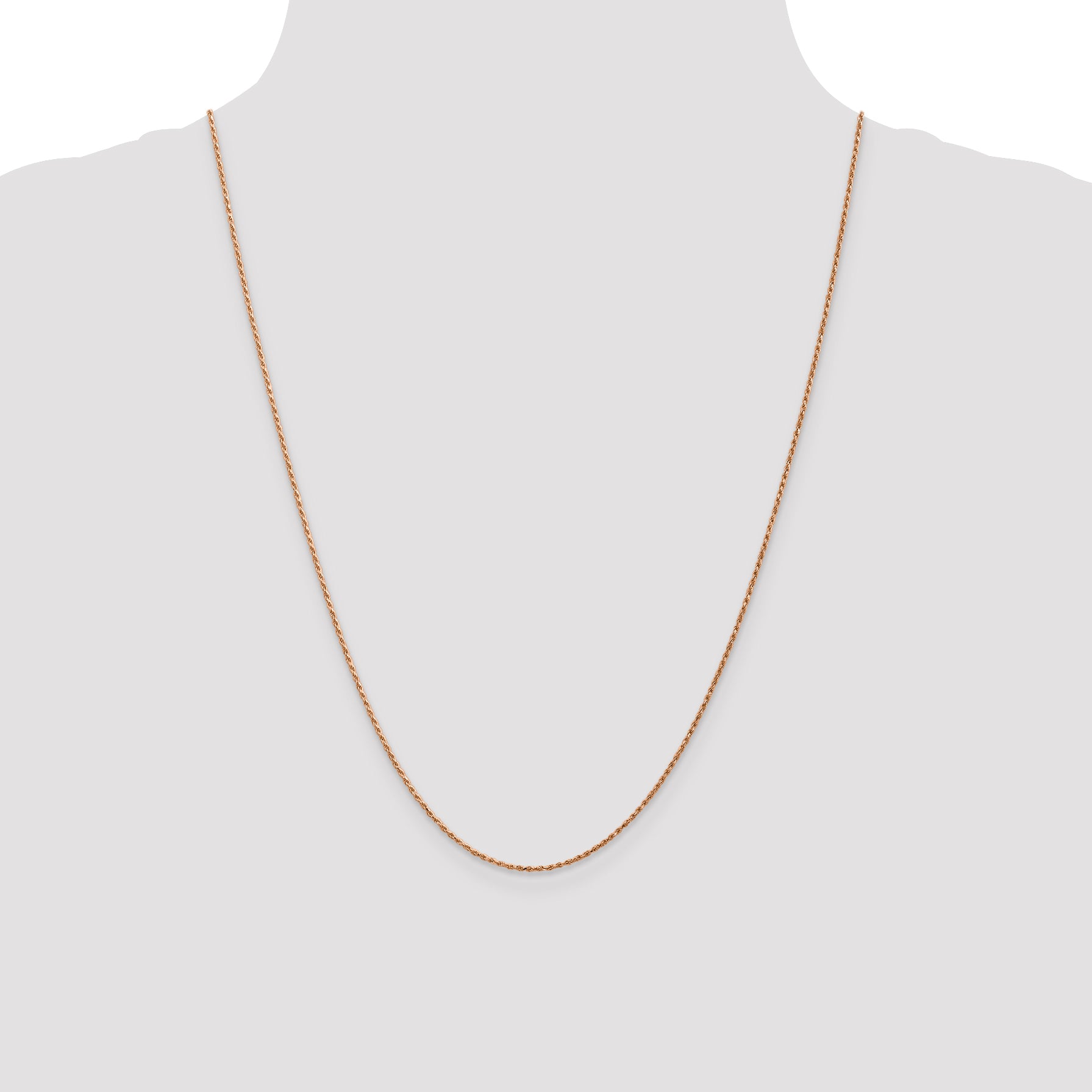 14k Rose Gold 1mm D/C Machine-made Rope Chain